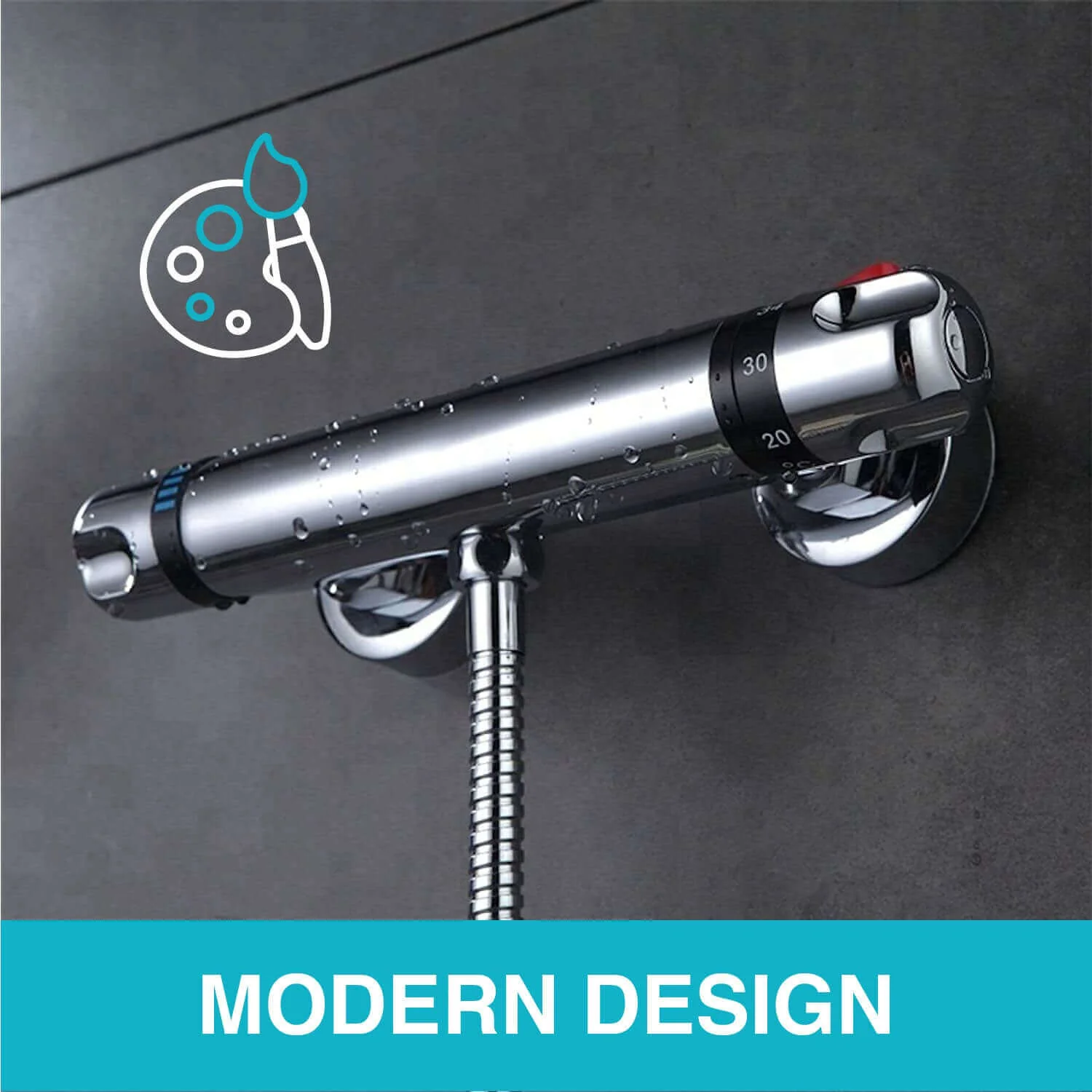 Luna standard thermostatic bar shower valve bottom outlet - chrome - Image 3