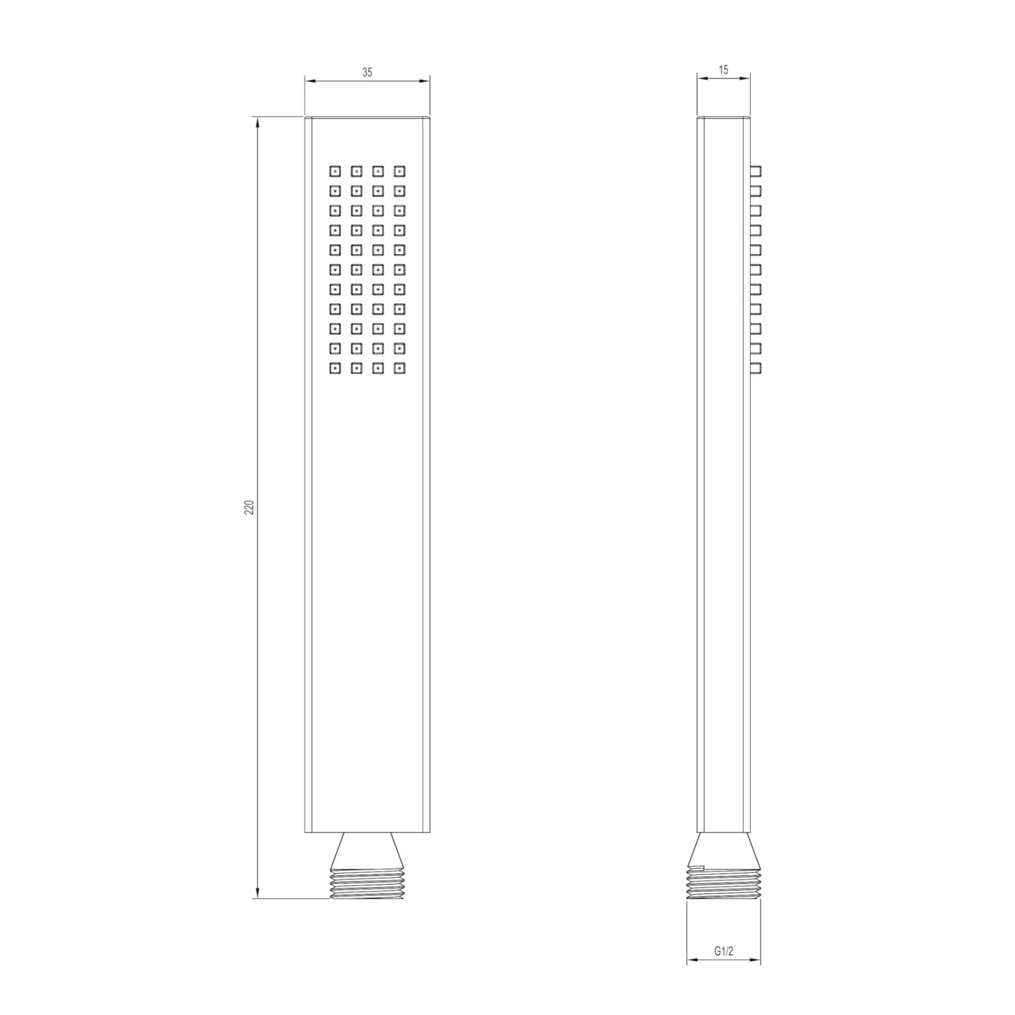 Luxury brass rectangular handset - gunmetal grey - Image 2