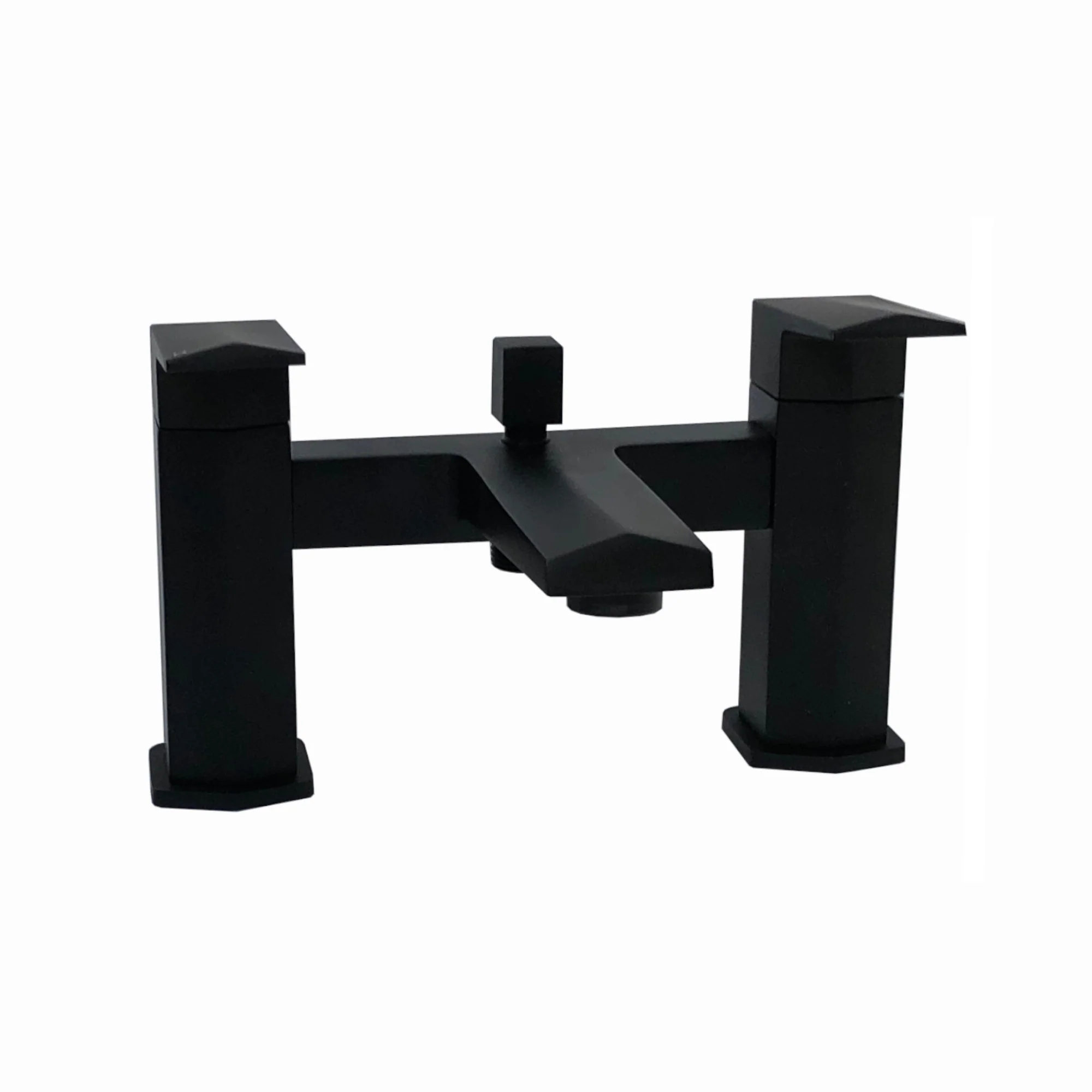Milly bath shower mixer tap with dual rigid riser - matt black - Image 2