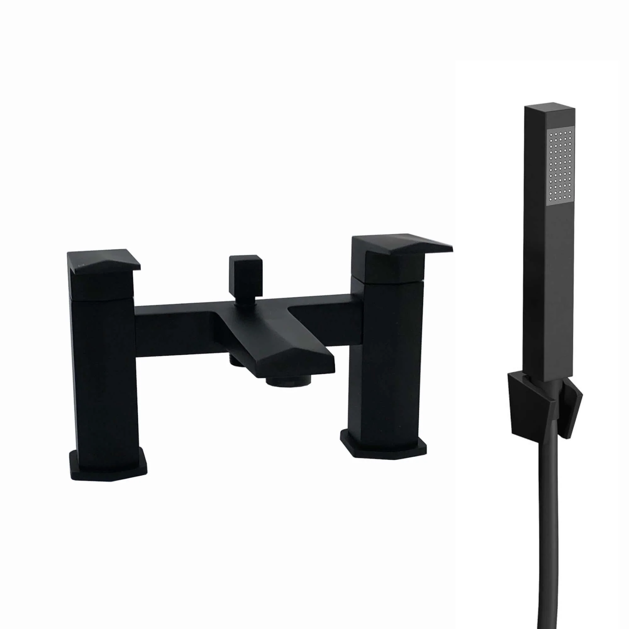 Milly geo inspired hexagonal basin sink mixer tap + bath shower mixer tap pack - matt black - Image 3