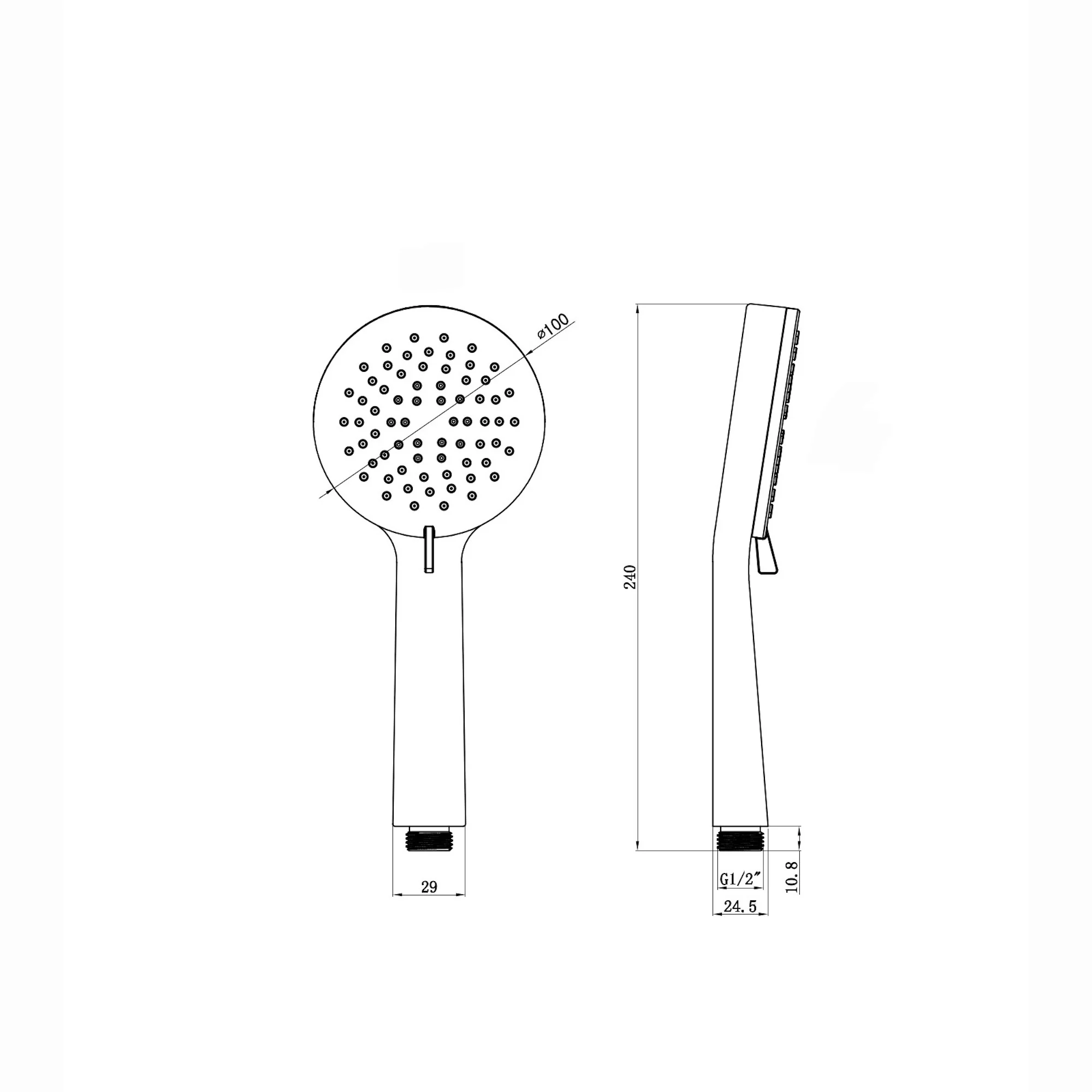 Modern round multi function hand shower 3 setting - brushed brass - Image 2