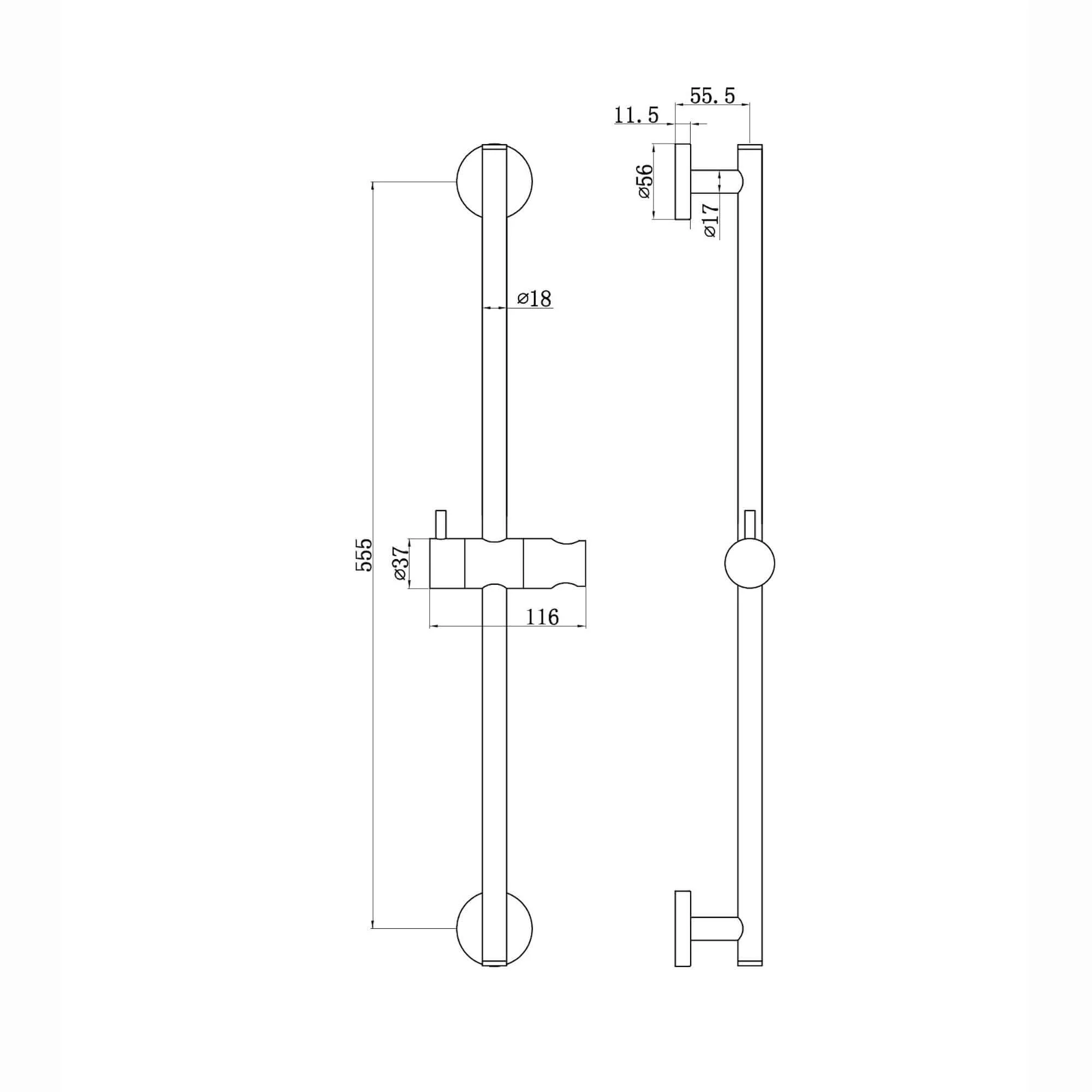 Modern shower slider rail with bracket - chrome - Image 5