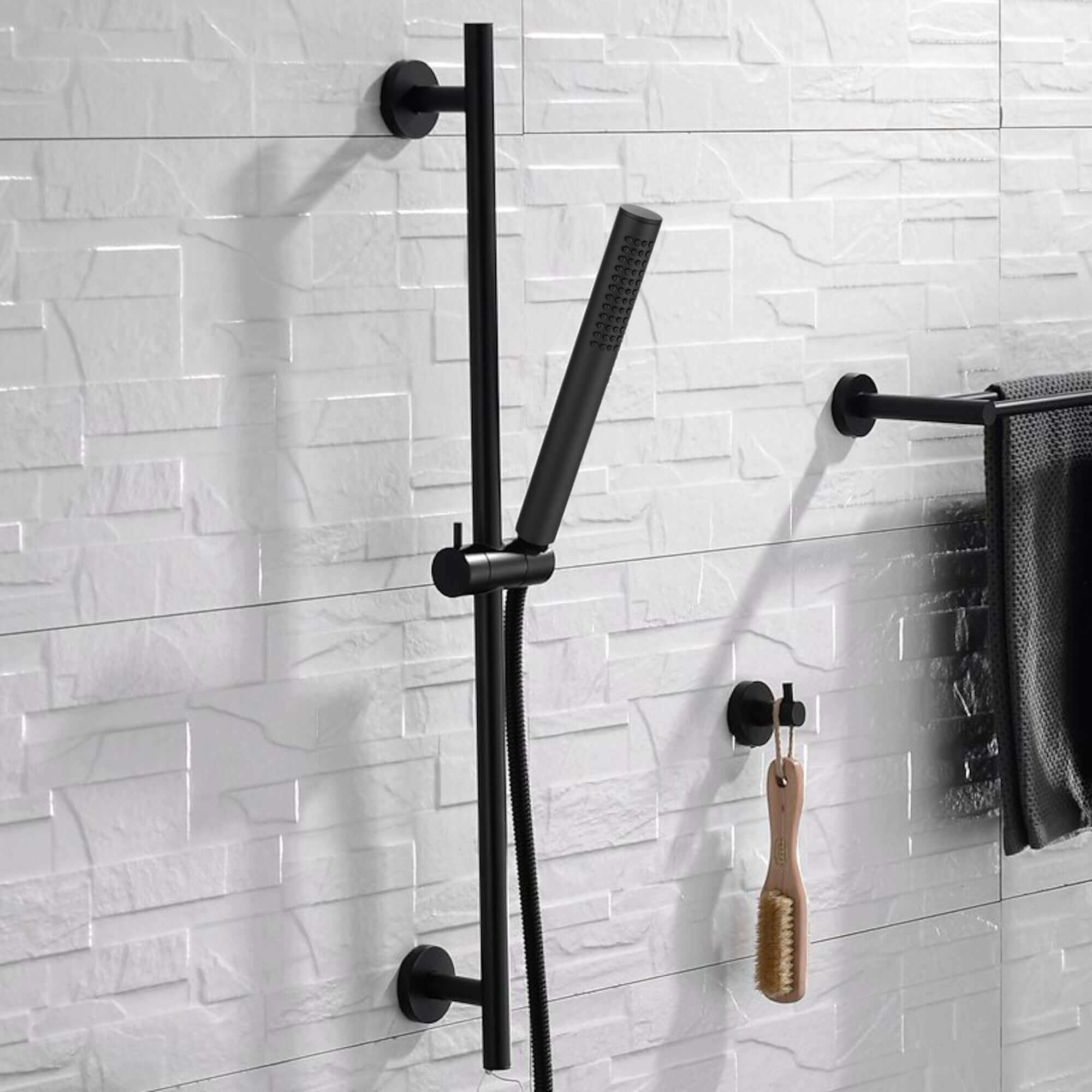 Modern shower slider rail with bracket - matt black - Image 4