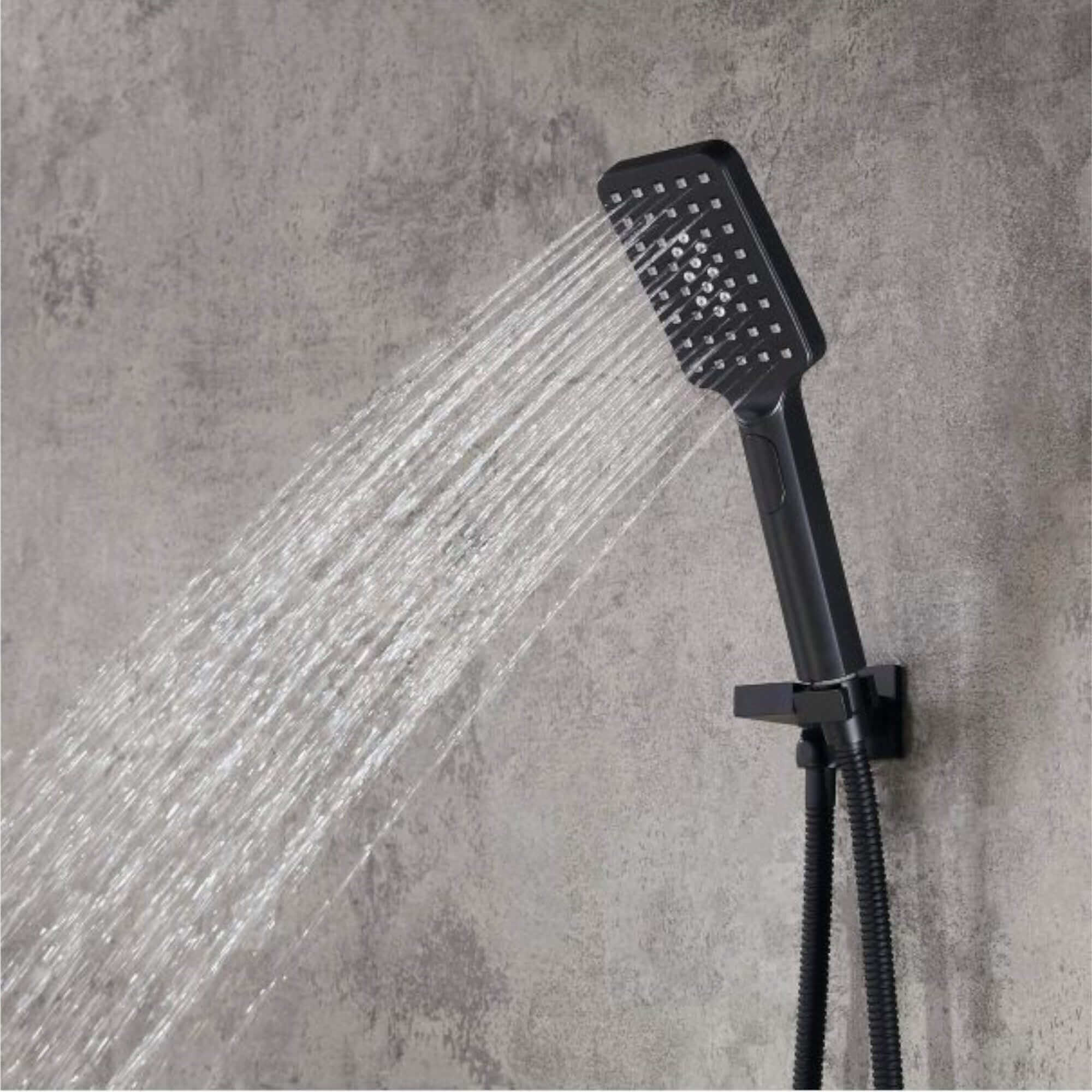 Modern square multi function hand shower 3 setting - black - Image 2