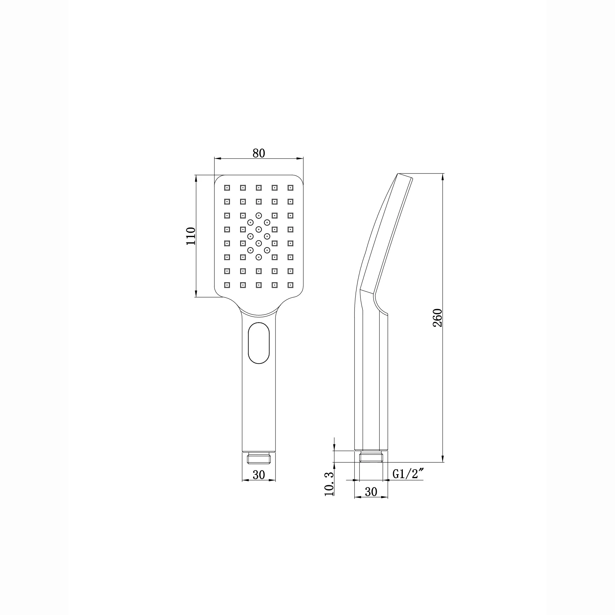 Modern square multi function hand shower 3 setting - brushed brass - Image 2