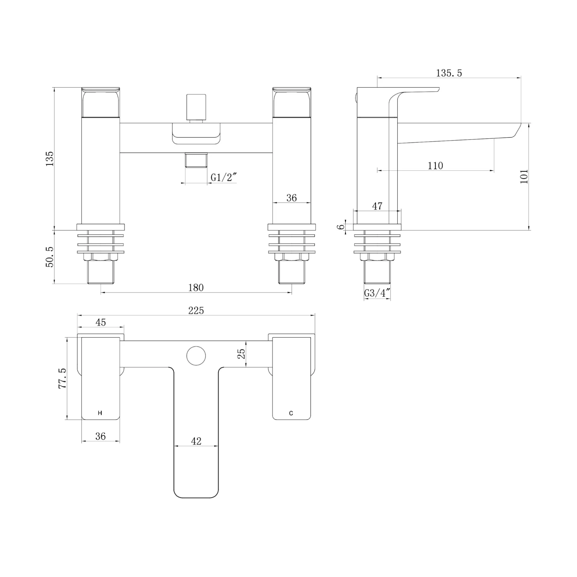 Mykonos bundle incl. bath shower mixer tap with dual riser rail, basin mixer, bath and basin wastes - matt black - Image 6