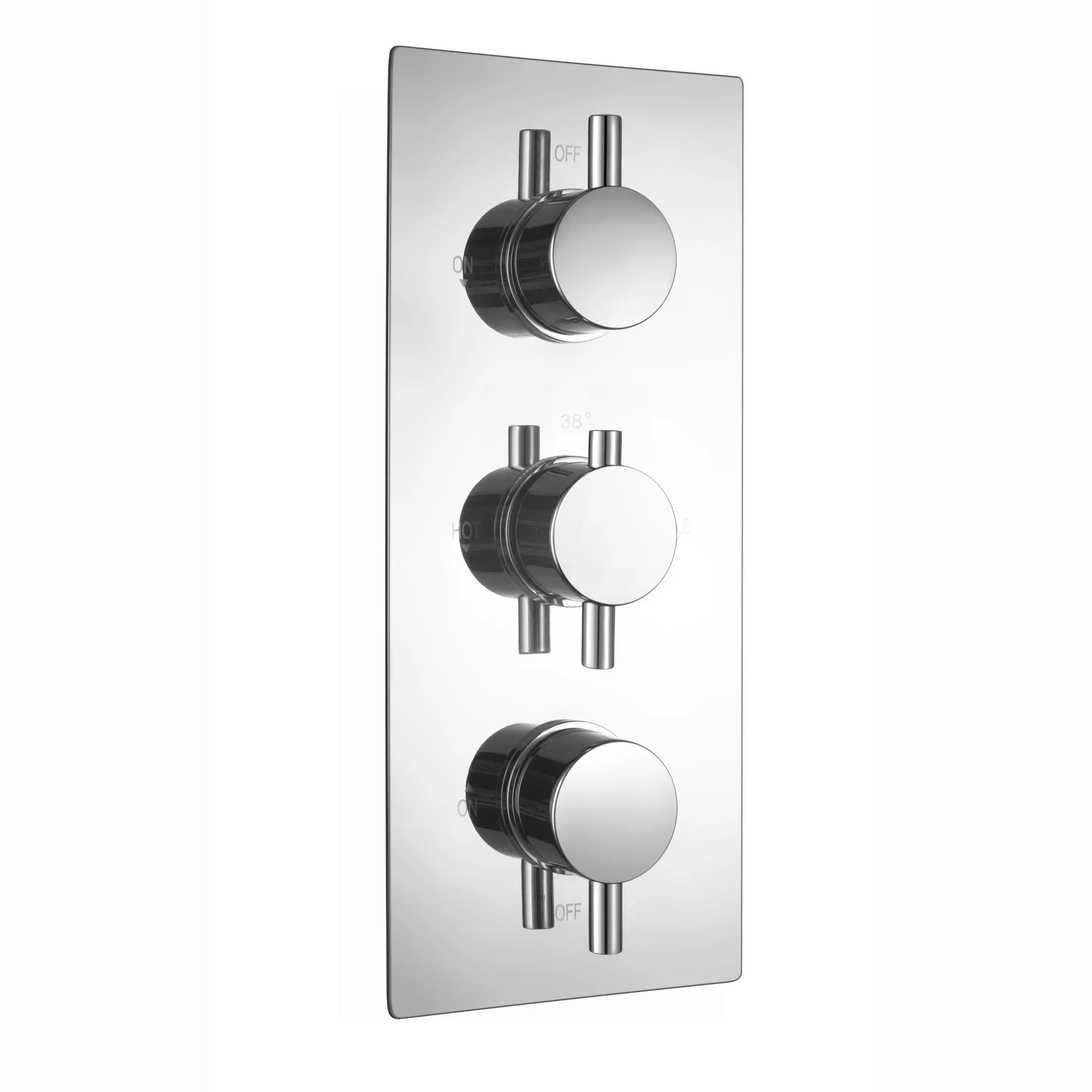 Naples Contemporary Round Concealed Thermostatic Shower Set Incl. Triple Valve, Wall Fixed 8" Shower Head, 4 Spa Body Jets - Chrome (2 Outlet) - Image 7