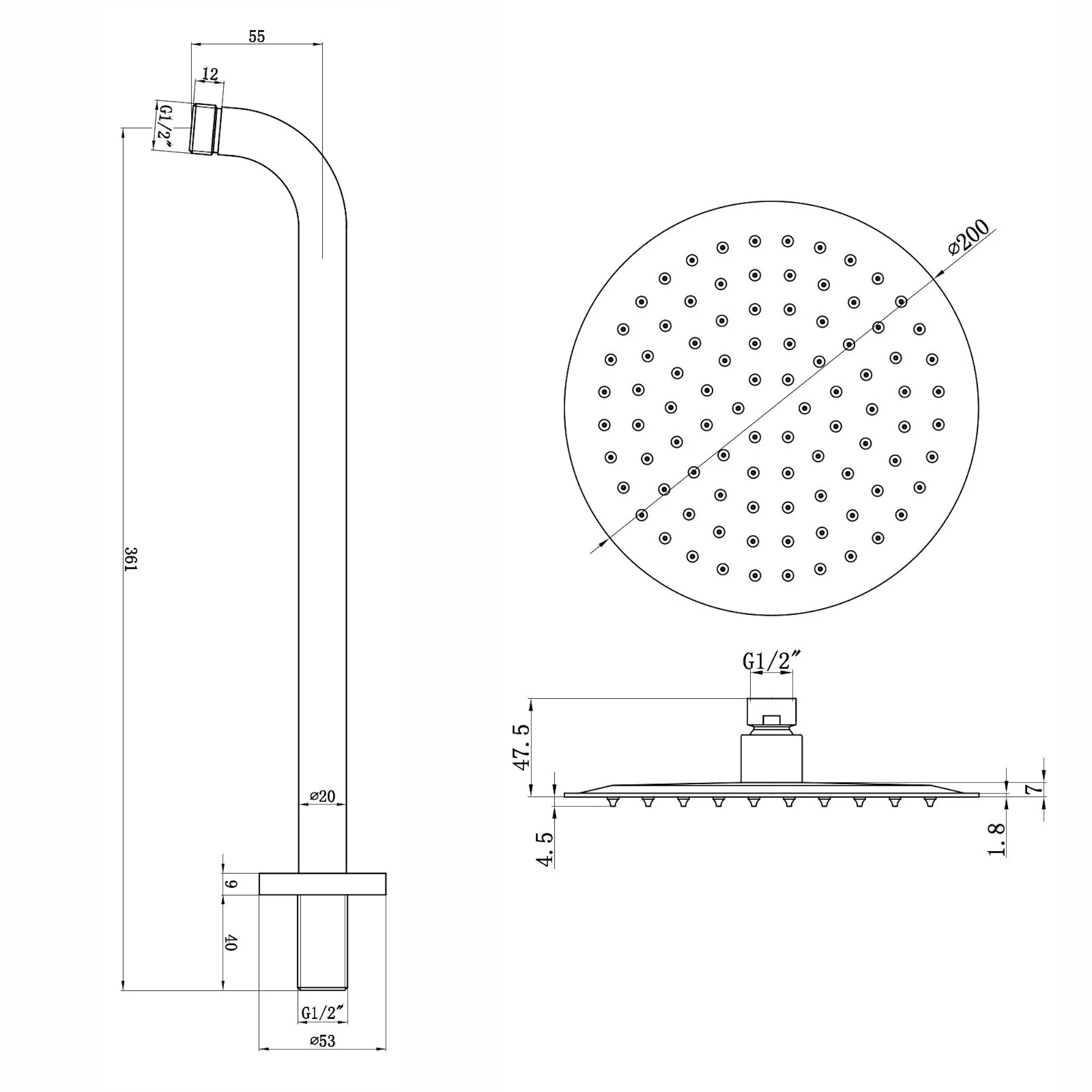 Naples Contemporary Round Concealed Thermostatic Shower Set Incl. Triple Diverter Valve, Wall Fixed 8" Shower Head, Handshower Kit, Bath Filler Waste with Overflow - Matt Black (3 Outlet) - Image 8