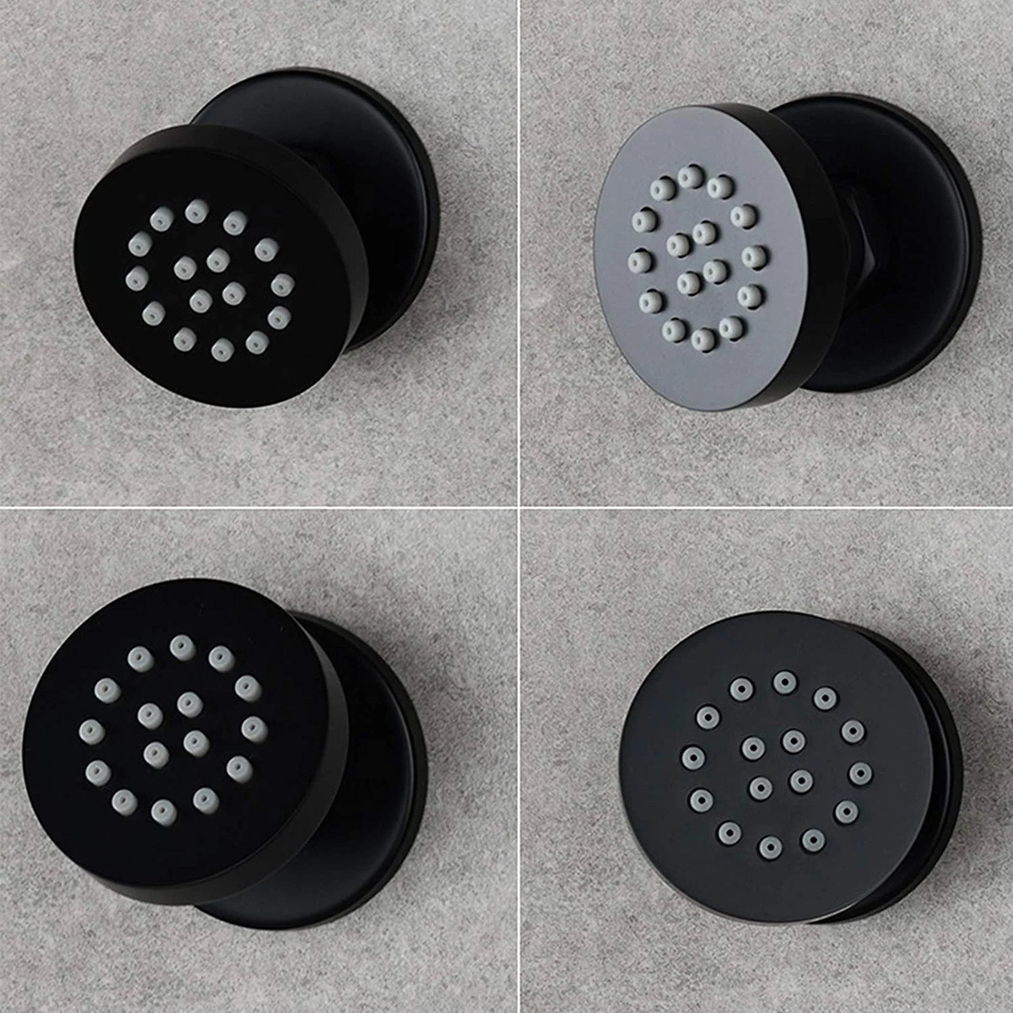 Naples Contemporary Round Concealed Thermostatic Shower Set Incl. Triple Diverter Valve, Wall Fixed 8" Shower Head, Slider Rail Kit, 4 Body Jets - Black (3 Outlet) - Image 5