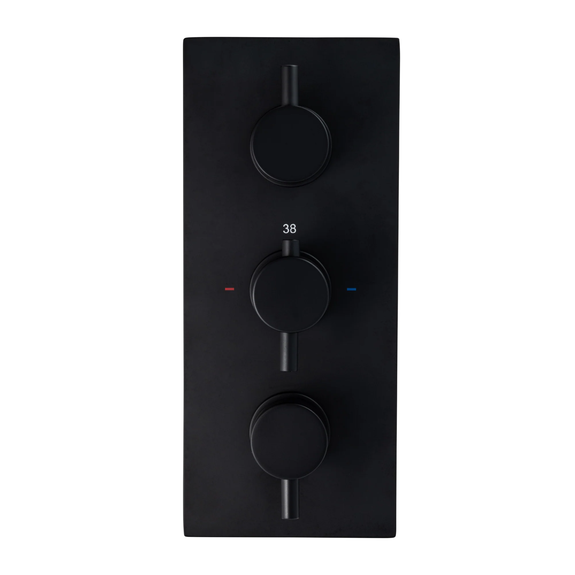 Naples Contemporary Round Concealed Thermostatic Shower Set Incl. Triple Valve, Wall Fixed 8" Shower Head, Handshower Kit - Matt Black (2 Outlet) - Image 2