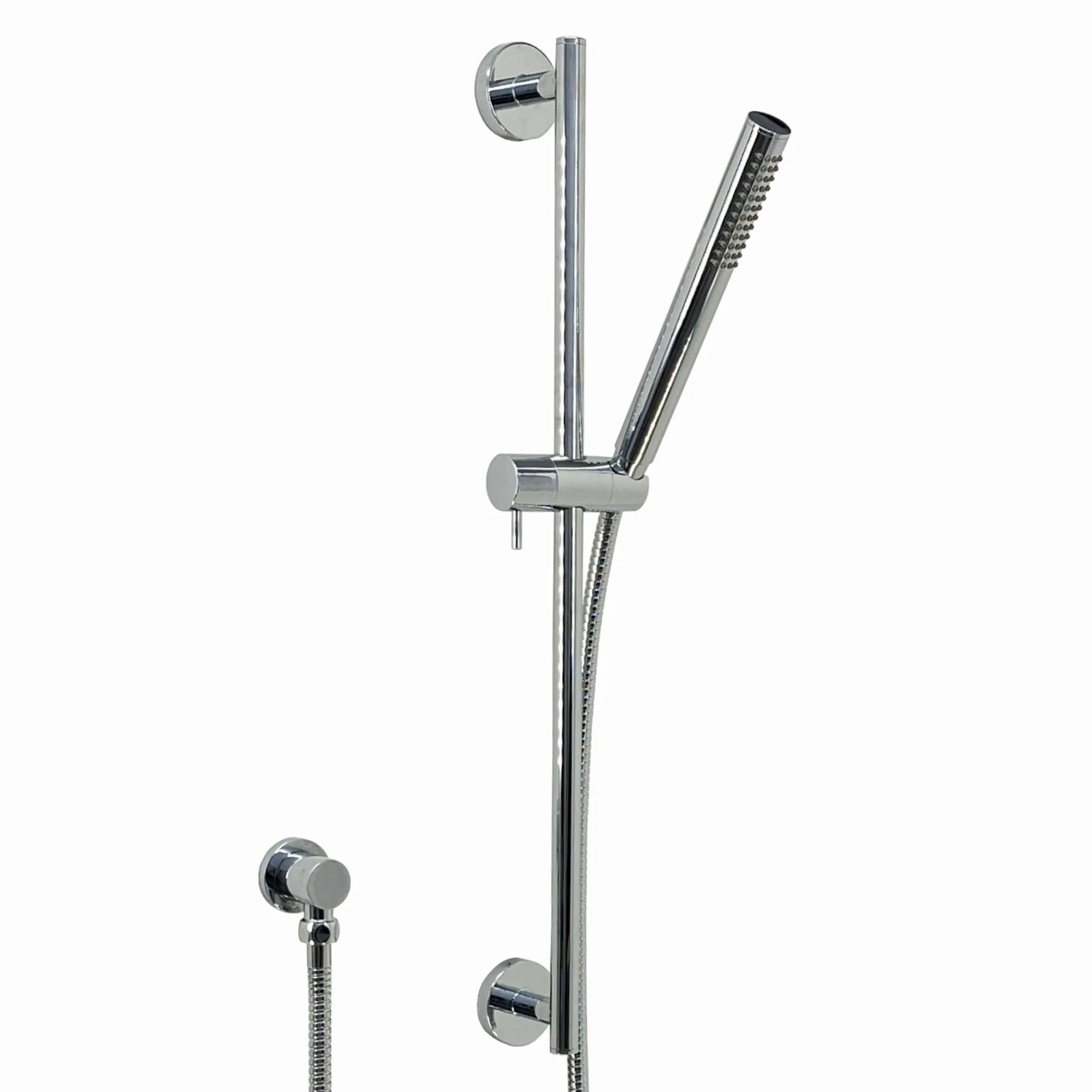 Naples Contemporary Round Concealed Thermostatic Shower Set Incl. Triple Valve, Wall Fixed 8" Shower Head, Slider Rail Kit - Chrome (2 Outlet) - Image 4