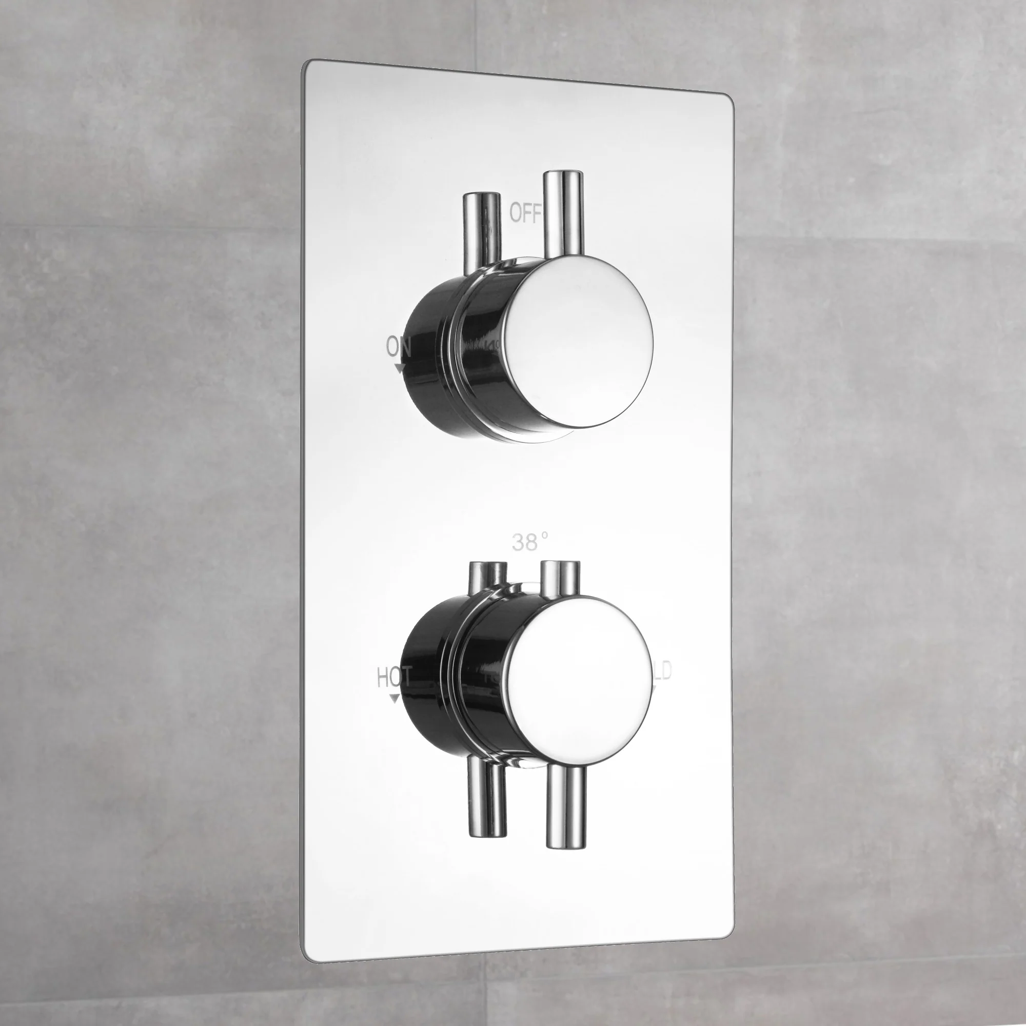 Naples Contemporary Round Concealed Thermostatic Shower Set Slider Rail Kit - Chrome (1 Outlet) - Image 2