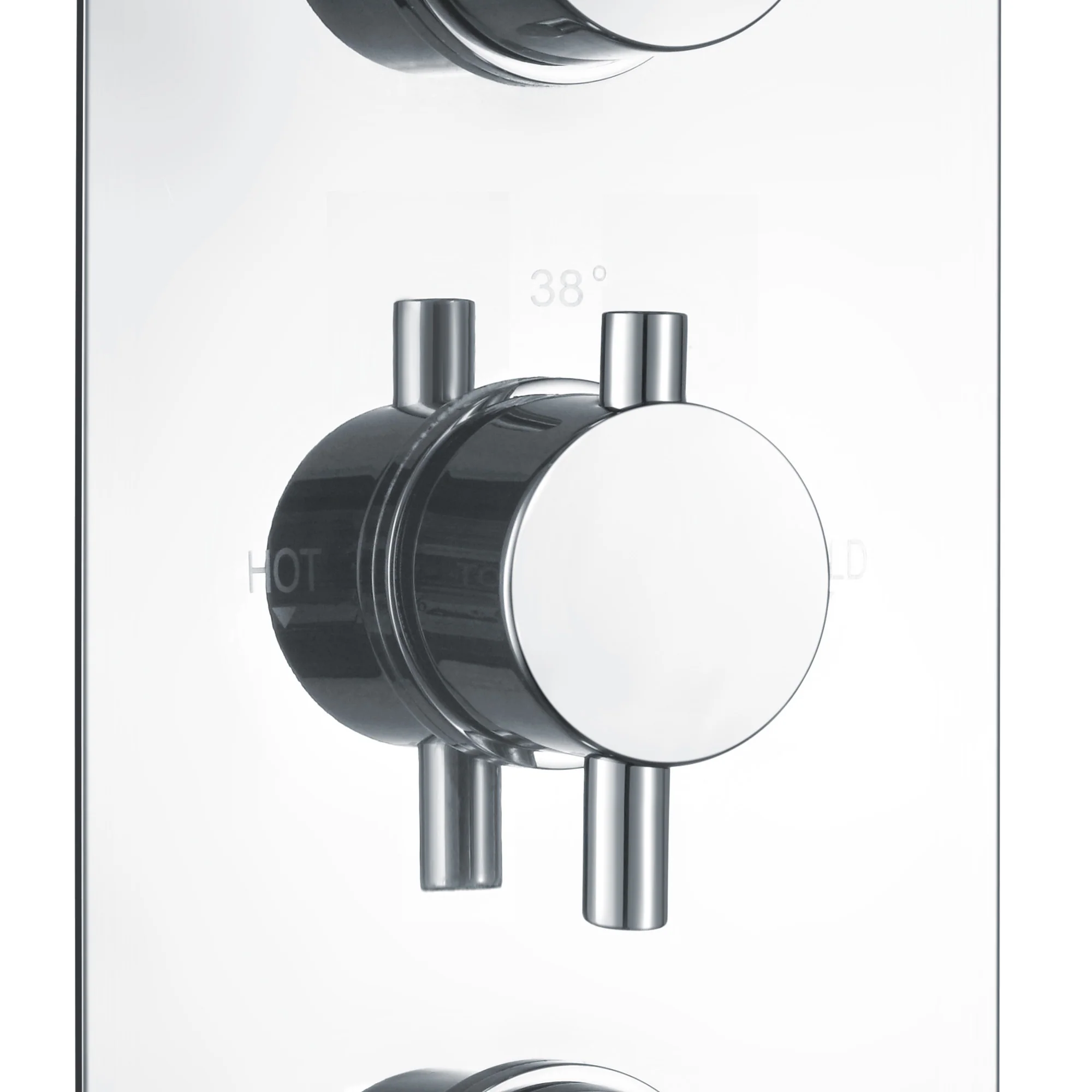 Naples contemporary round concealed thermostatic triple shower valve with 2 outlets - chrome - Image 4