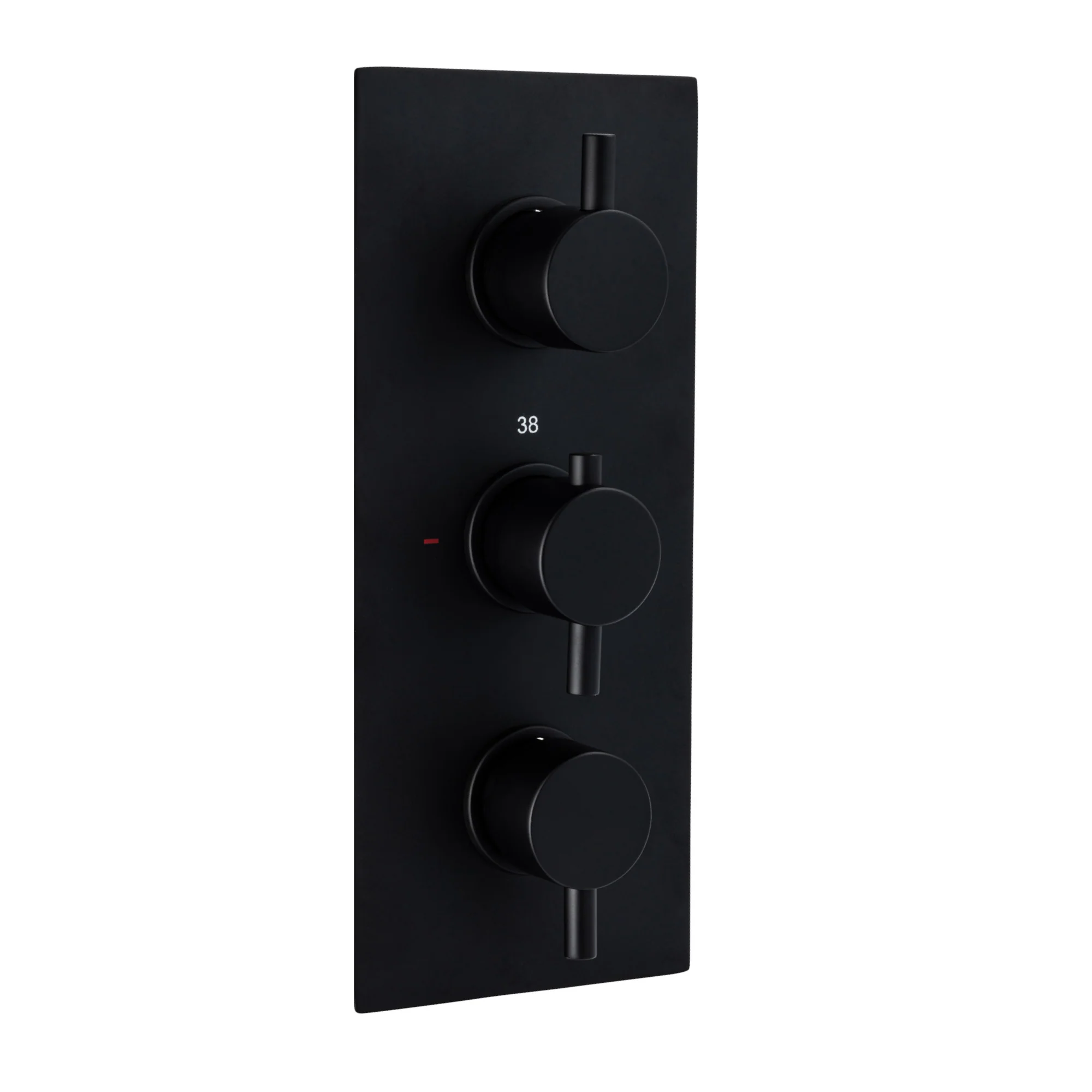 Naples contemporary round concealed thermostatic triple shower valve with 2 outlets - matt black