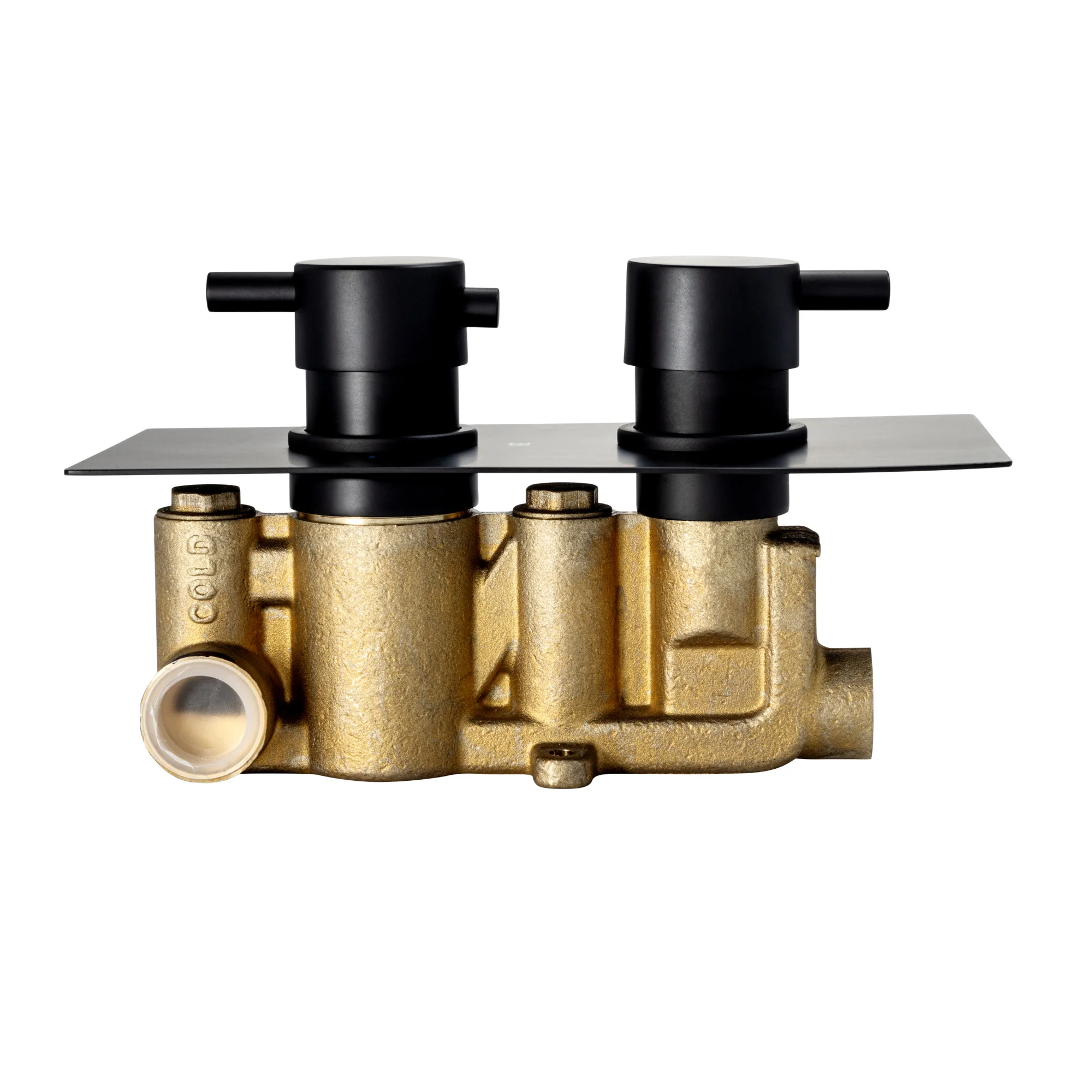 Naples contemporary round concealed thermostatic twin shower valve with 1 outlet - matt black - Image 3