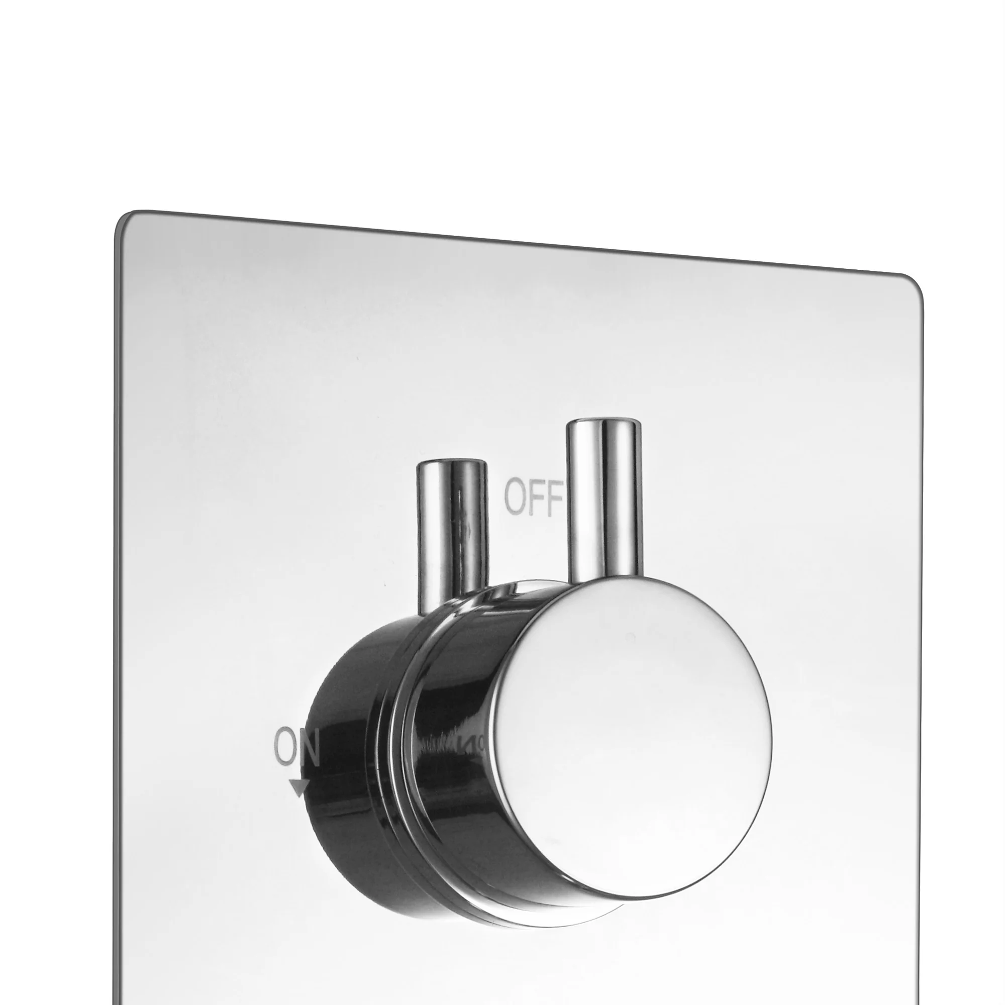 Naples contemporary round concealed thermostatic twin shower valve with 2 outlets - chrome - Image 3