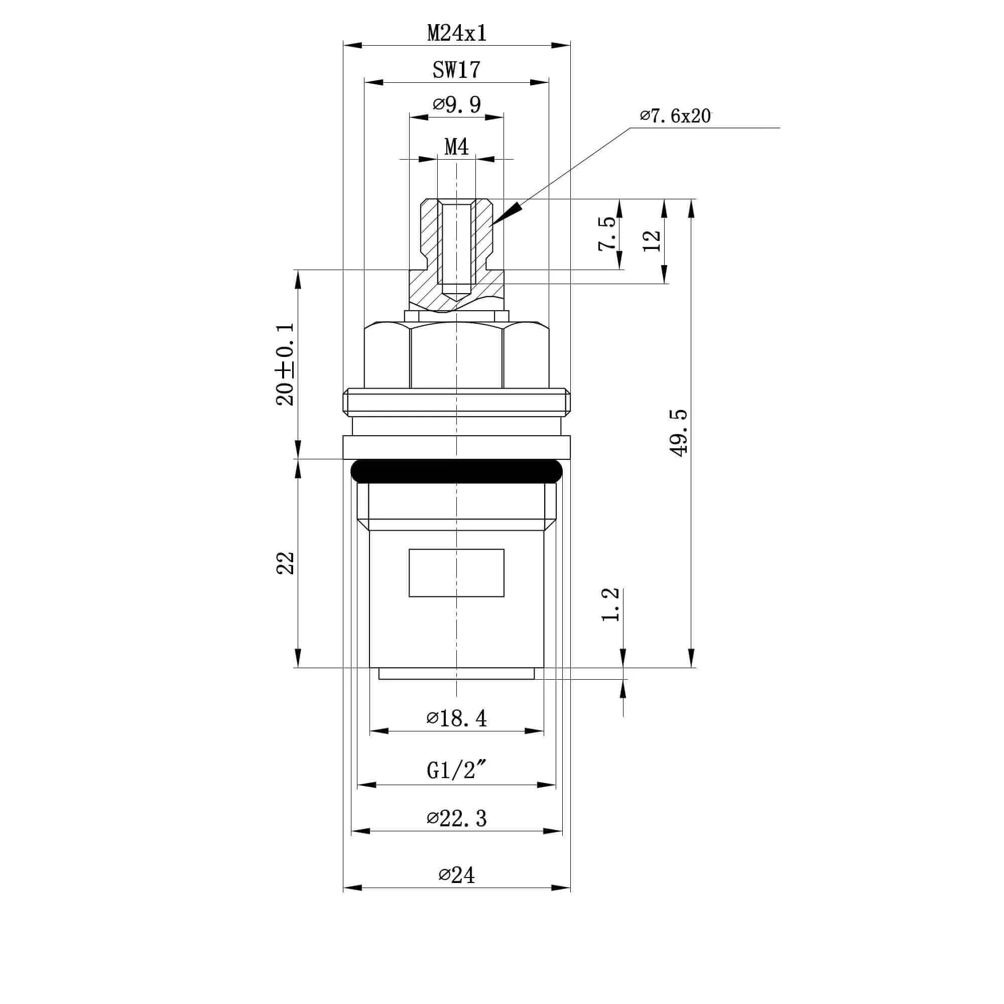 ON/OFF cartridge for shower valves - Dune, Gallant, Luna - Image 2