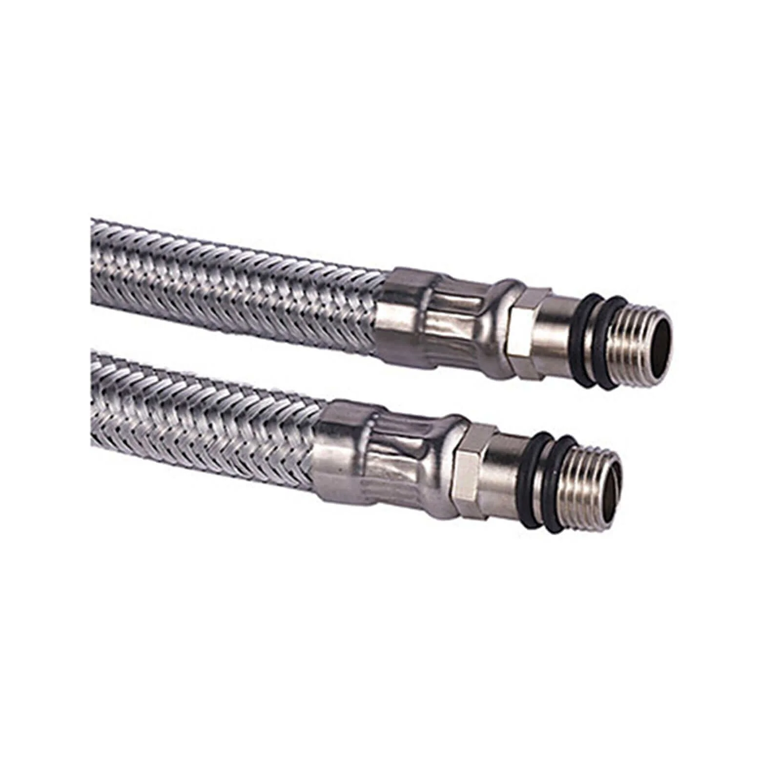Pair of flexible braided tap connectors for kitchen or basin taps 10mm x 400mm x 1/2" - Image 2