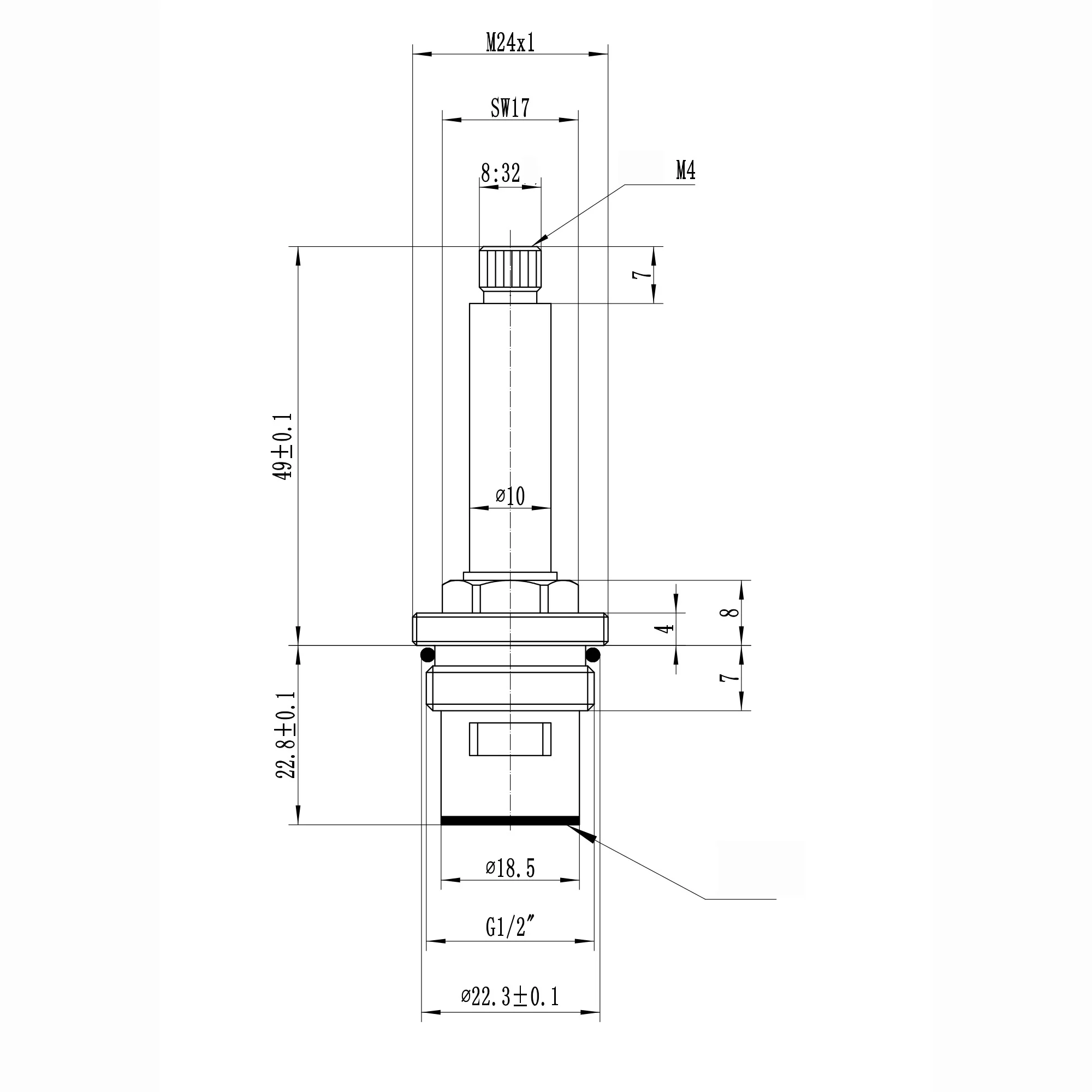 Brass 1/2" single valve - basin mixer, twin basin, twin bath, bath mixer tap, (not bidet) Downton - COLD - Image 2