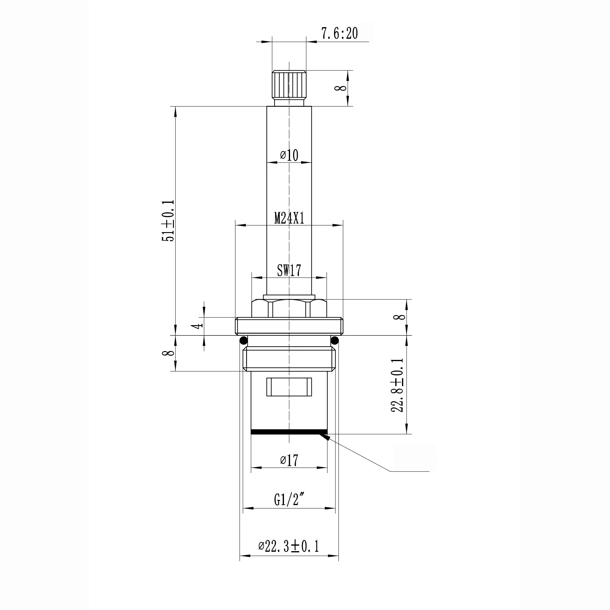 Brass 1/2" single valve - wall mounted basin mixer tap Camberley, Zara - COLD - Image 2