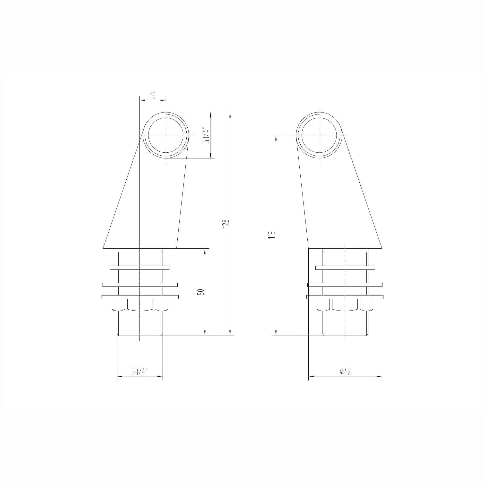 Pair of standard bath tap legs for deck mounting - gold - Image 3