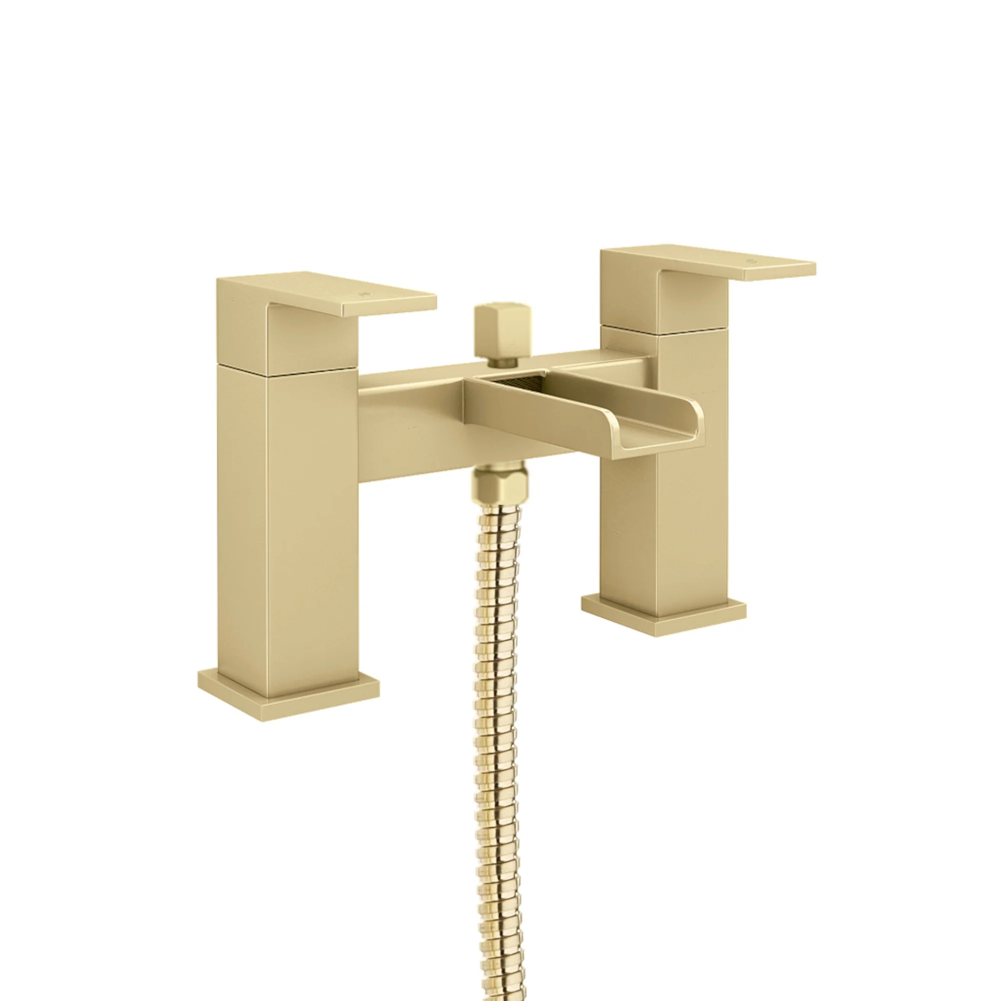 Plaza bundle incl. bath shower mixer tap with dual riser rail, basin mixer, bath and basin wastes - brushed brass - Image 3