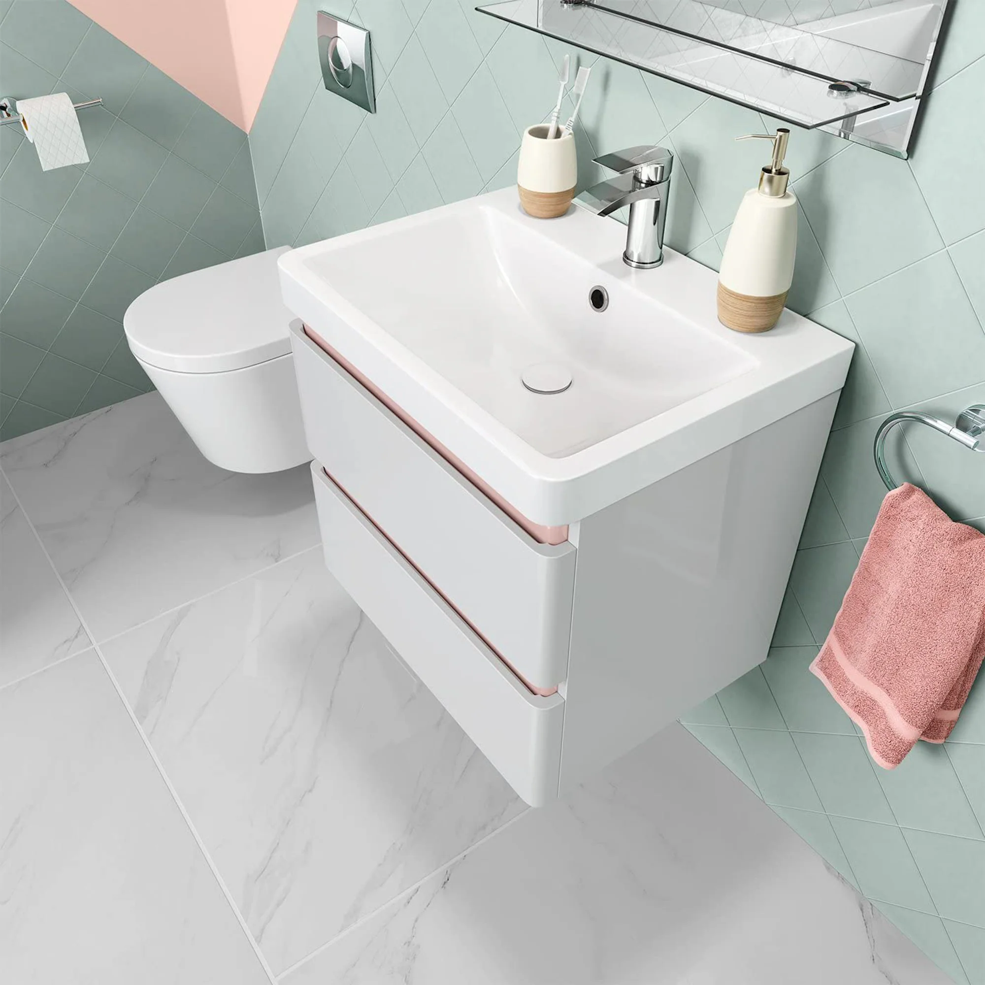 Pop up basin waste round slotted - matt white - Image 3