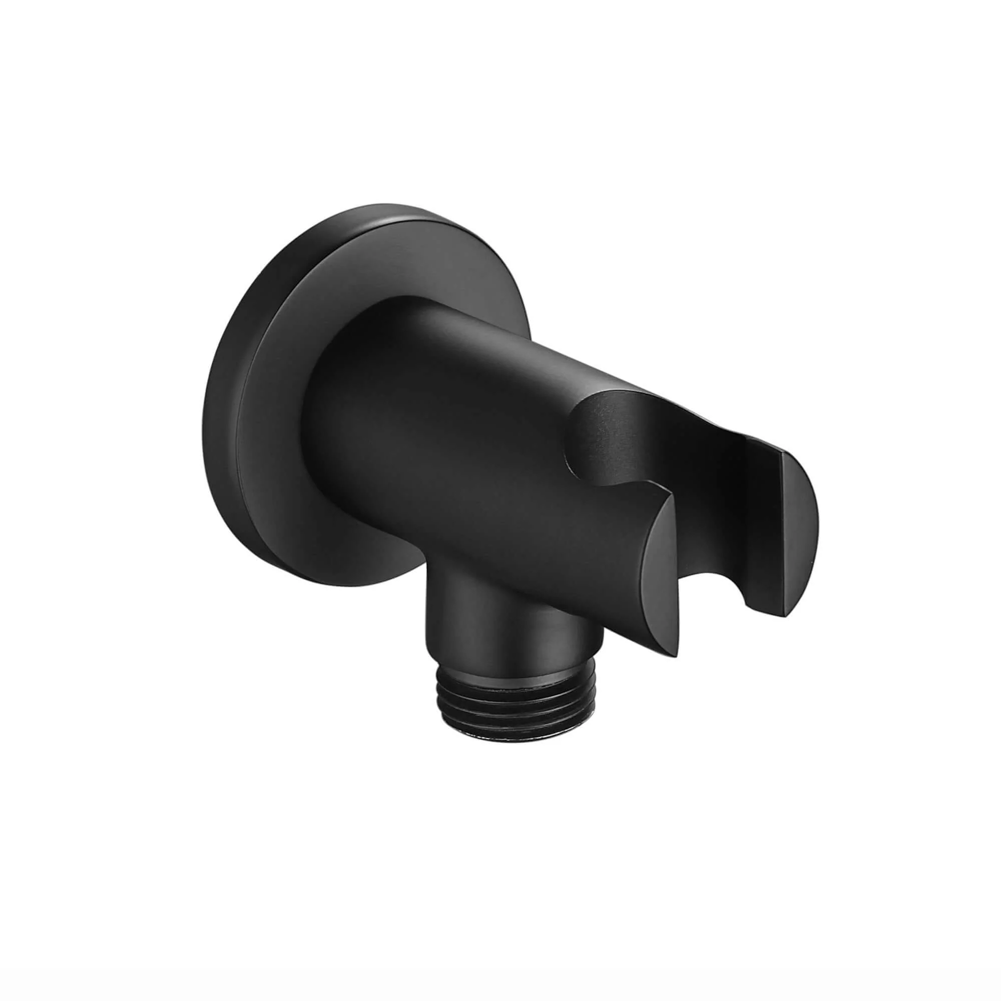 Premium Round Pencil Hand Shower With Silicone Jets Kit Incl. Hose And Wall Bracket With Outlet - Matt Black - Image 5