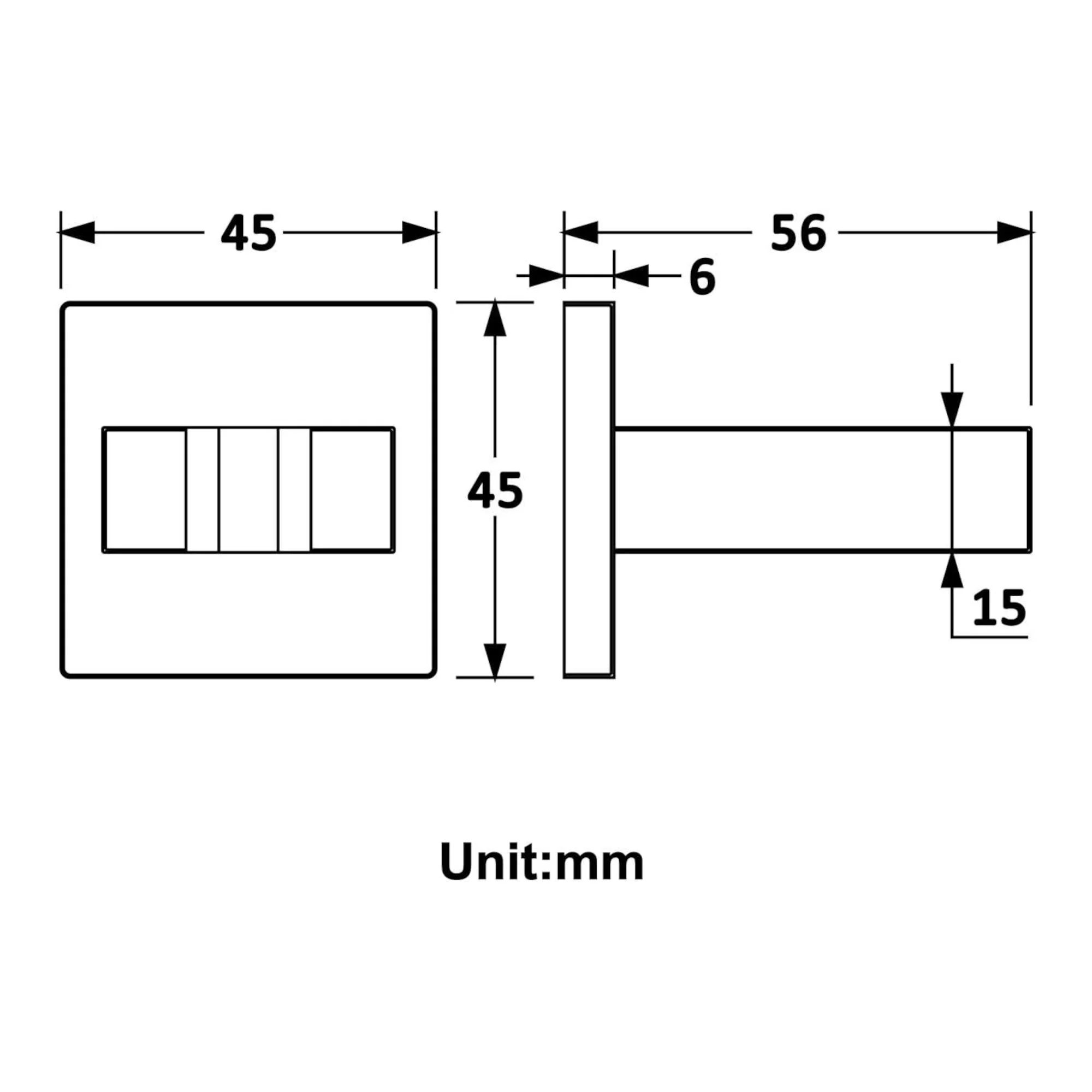 Rectangle wall bracket for shower heads solid brass - matt black - Image 3