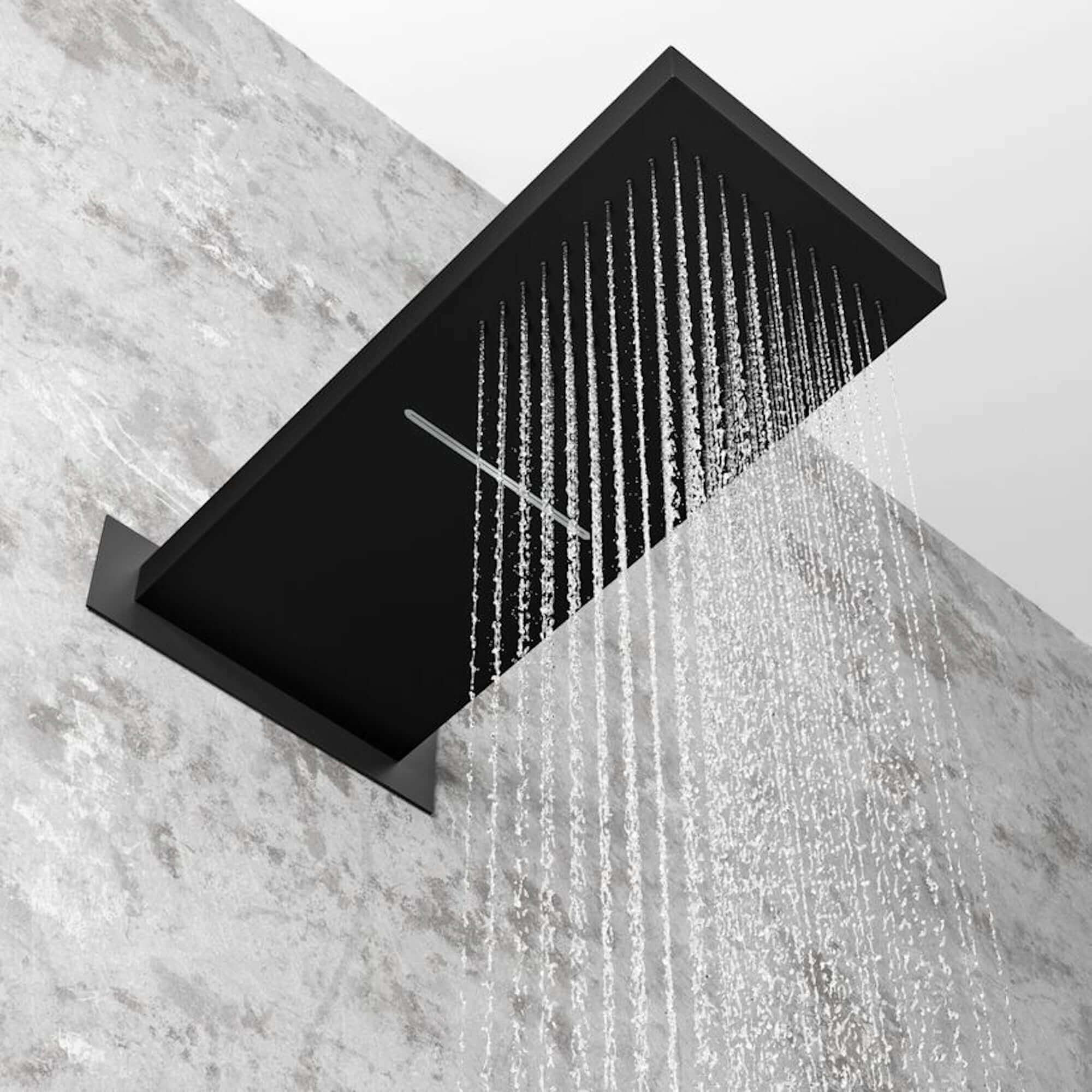 Rectangular dual fixed shower head (waterfall + rainfall) 575 x 230mm - black - Image 2