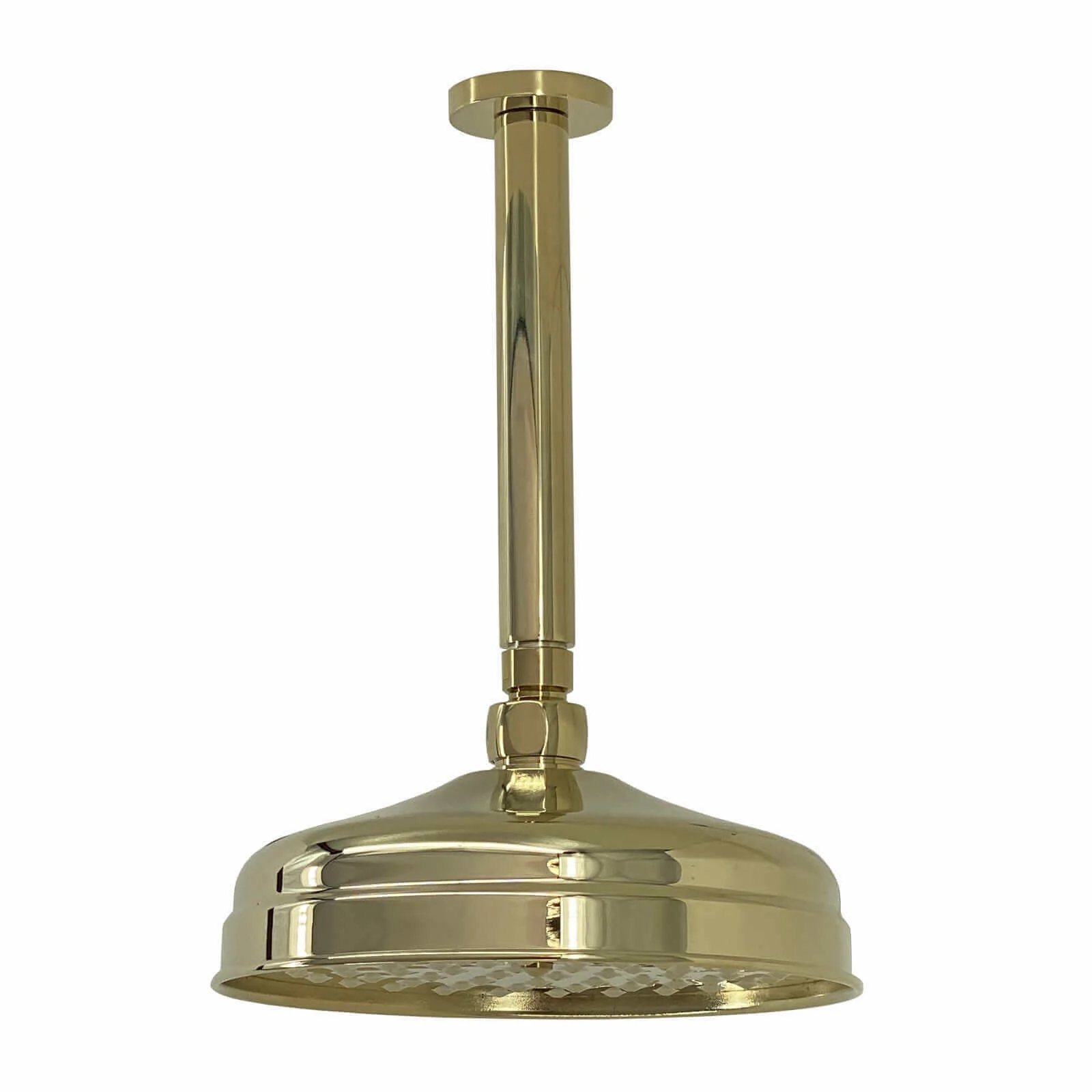 Regent Traditional Crosshead And White Lever Concealed Thermostatic Shower Set Ceiling Fixed 8" Shower Head - brass Gold (1 Outlet) - Image 3