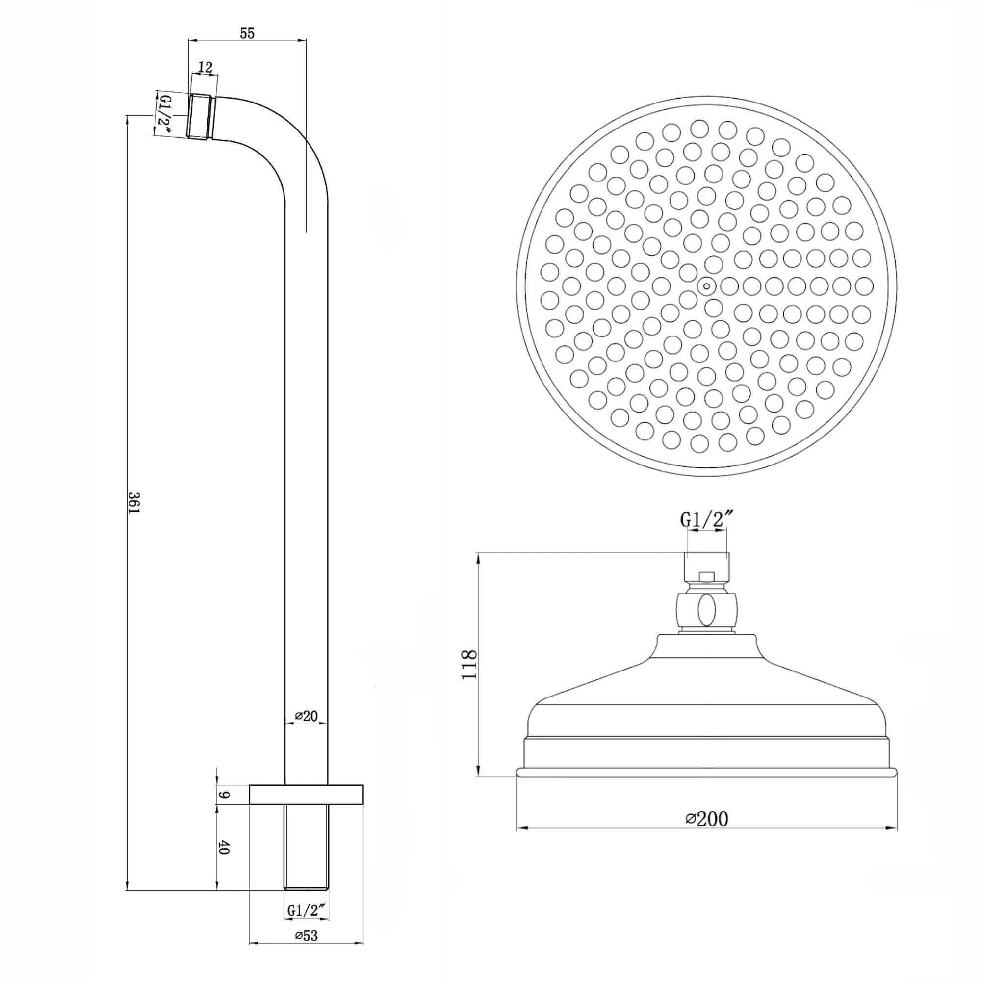 Regent Traditional Crosshead And White Lever Concealed Thermostatic Shower Set Incl. Twin Valve, Wall Fixed 8" Shower Head, Handshower Kit - Chrome (2 Outlet) - Image 9