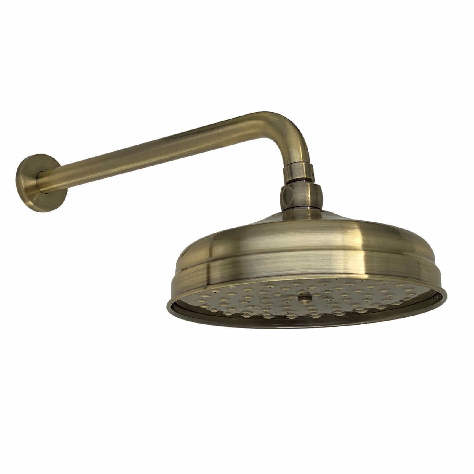 Regent Traditional Crosshead And White Lever Concealed Thermostatic Shower Set Wall Fixed 8" Shower Head - Antique Brass (1 Outlet) - Image 4