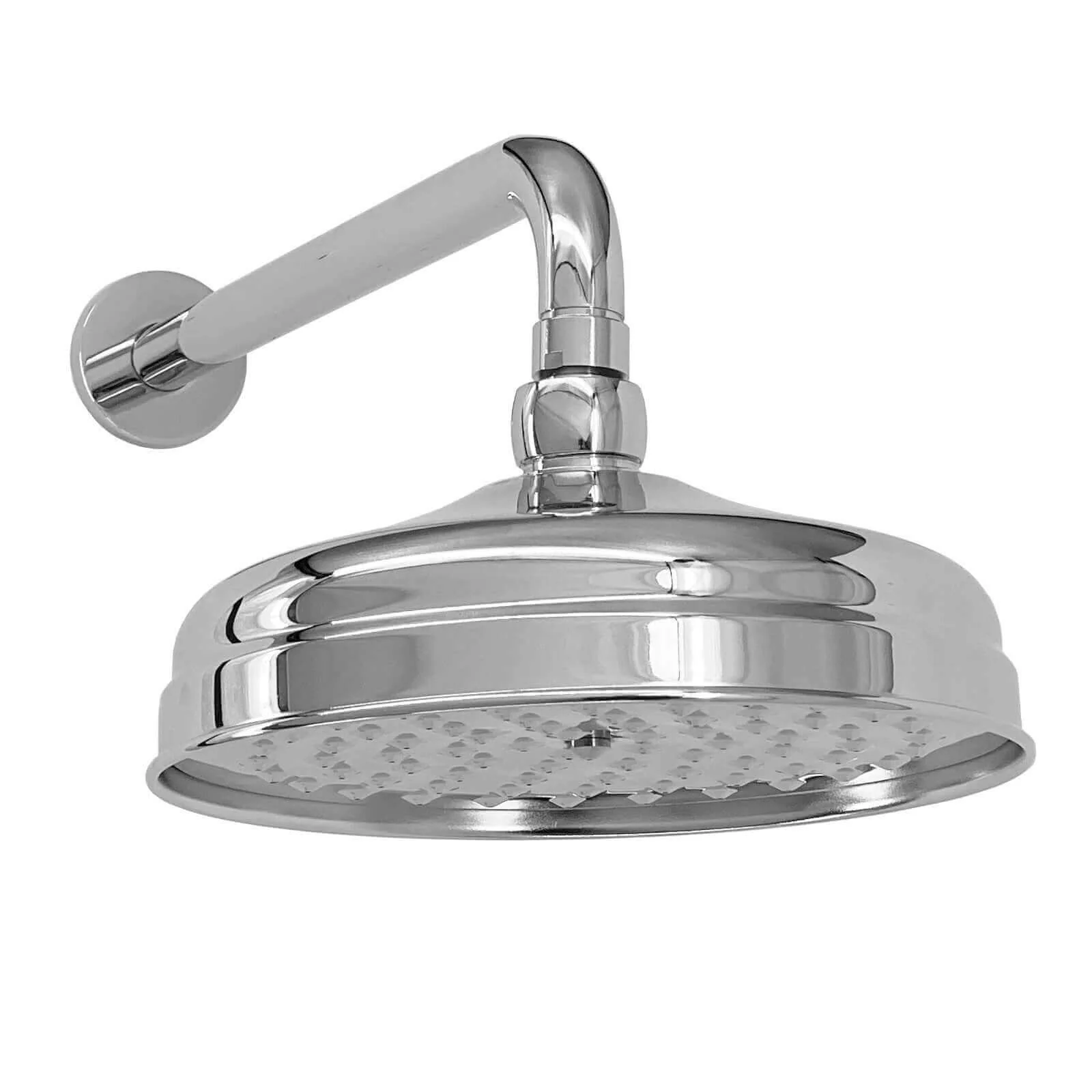 Regent Traditional Crosshead And White Lever Concealed Thermostatic Shower Set Wall Fixed 8" Shower Head - Chrome (1 Outlet) - Image 3