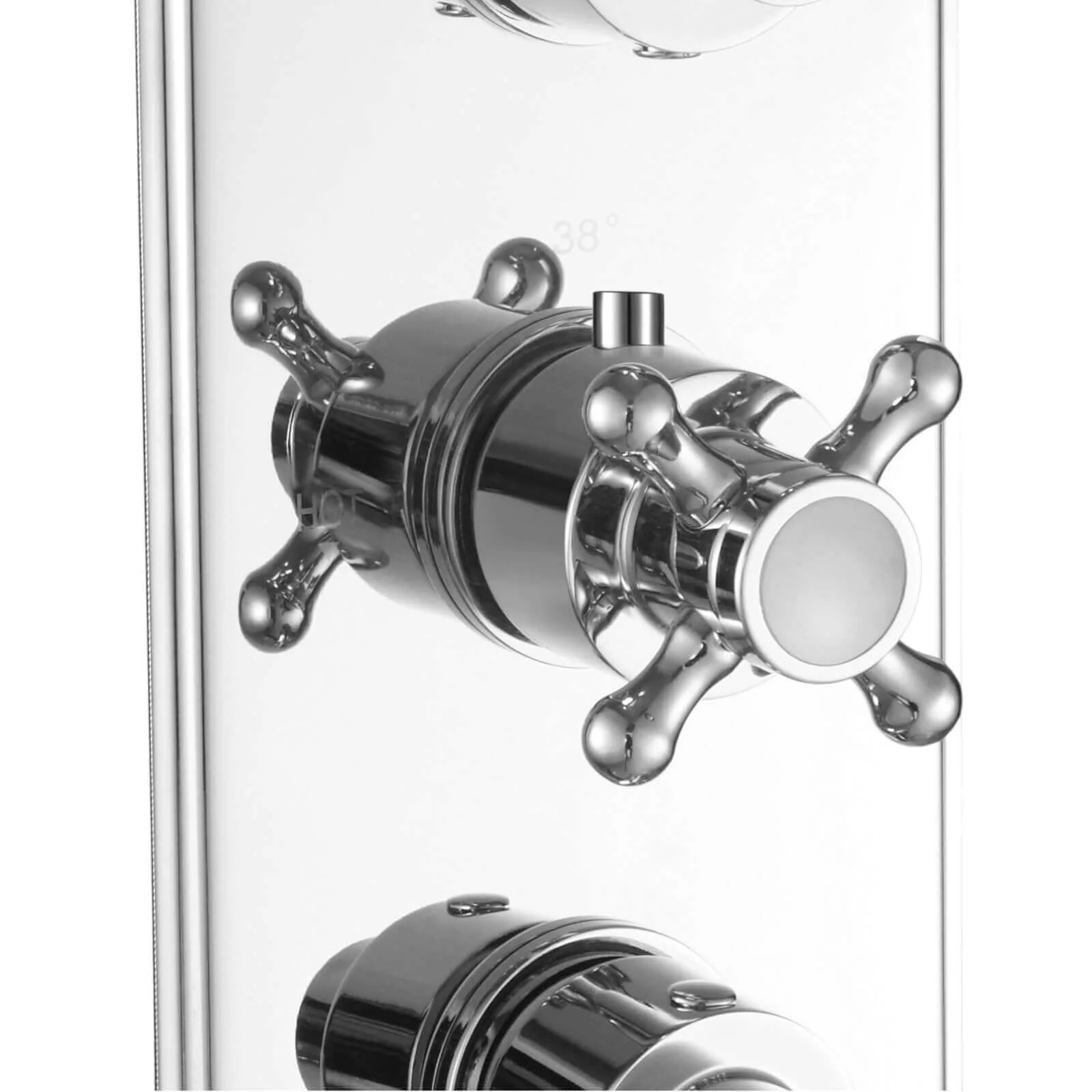 Regent traditional crosshead and white lever concealed thermostatic triple shower valve with 3 outlets - chrome - Image 4