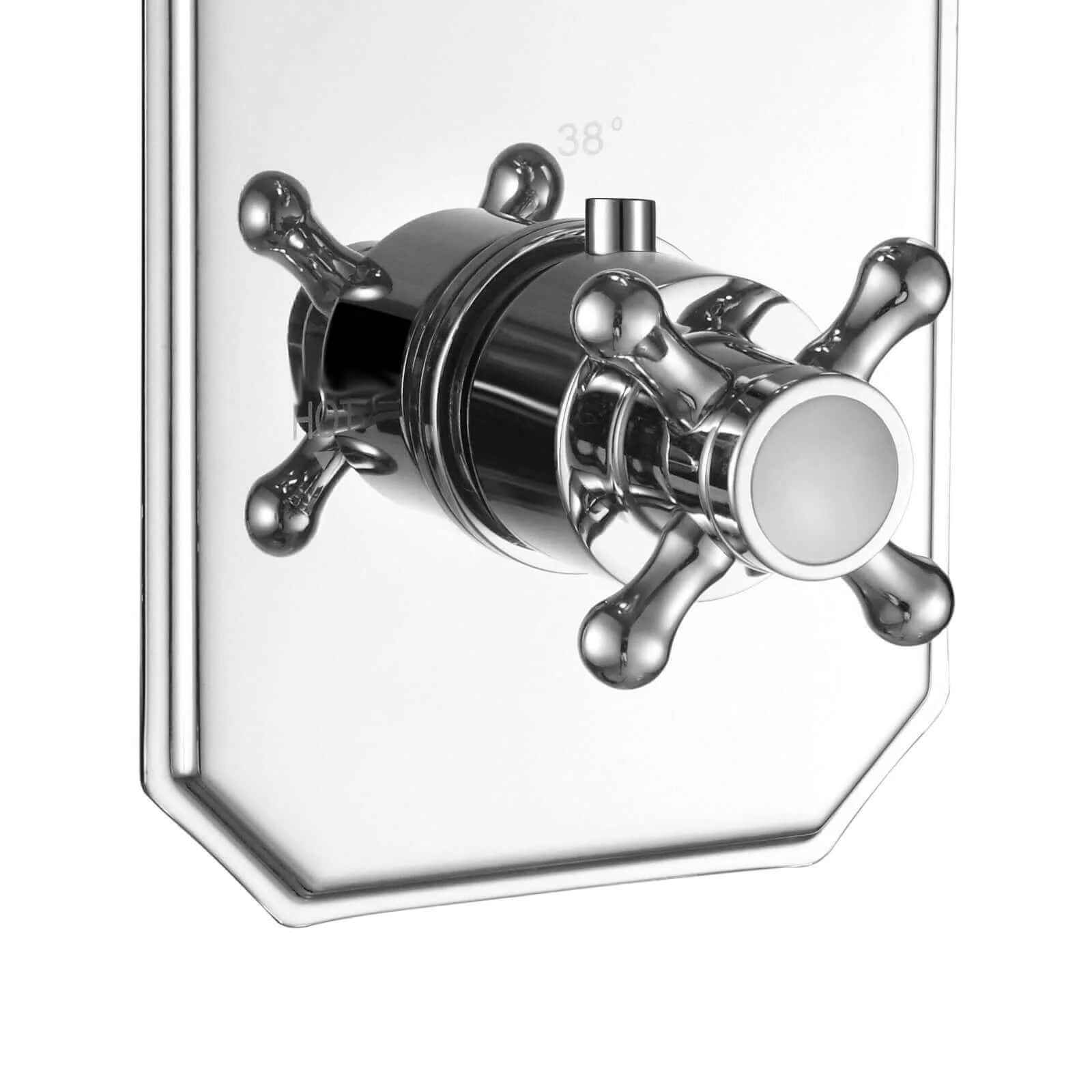Regent traditional crosshead and white lever concealed thermostatic twin shower valve with 2 outlets - chrome - Image 4