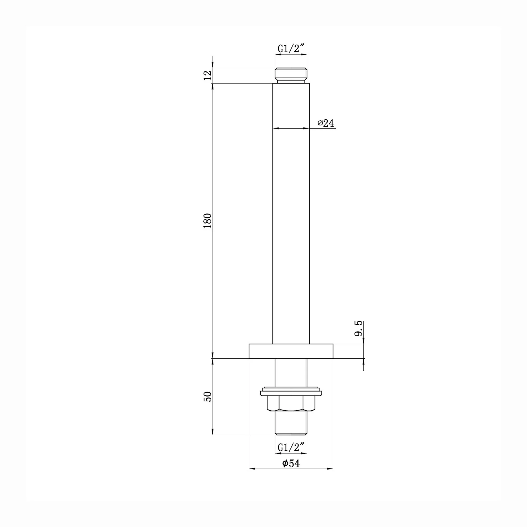 Round ceiling mounted shower arm 180mm - gunmetal grey - Image 2