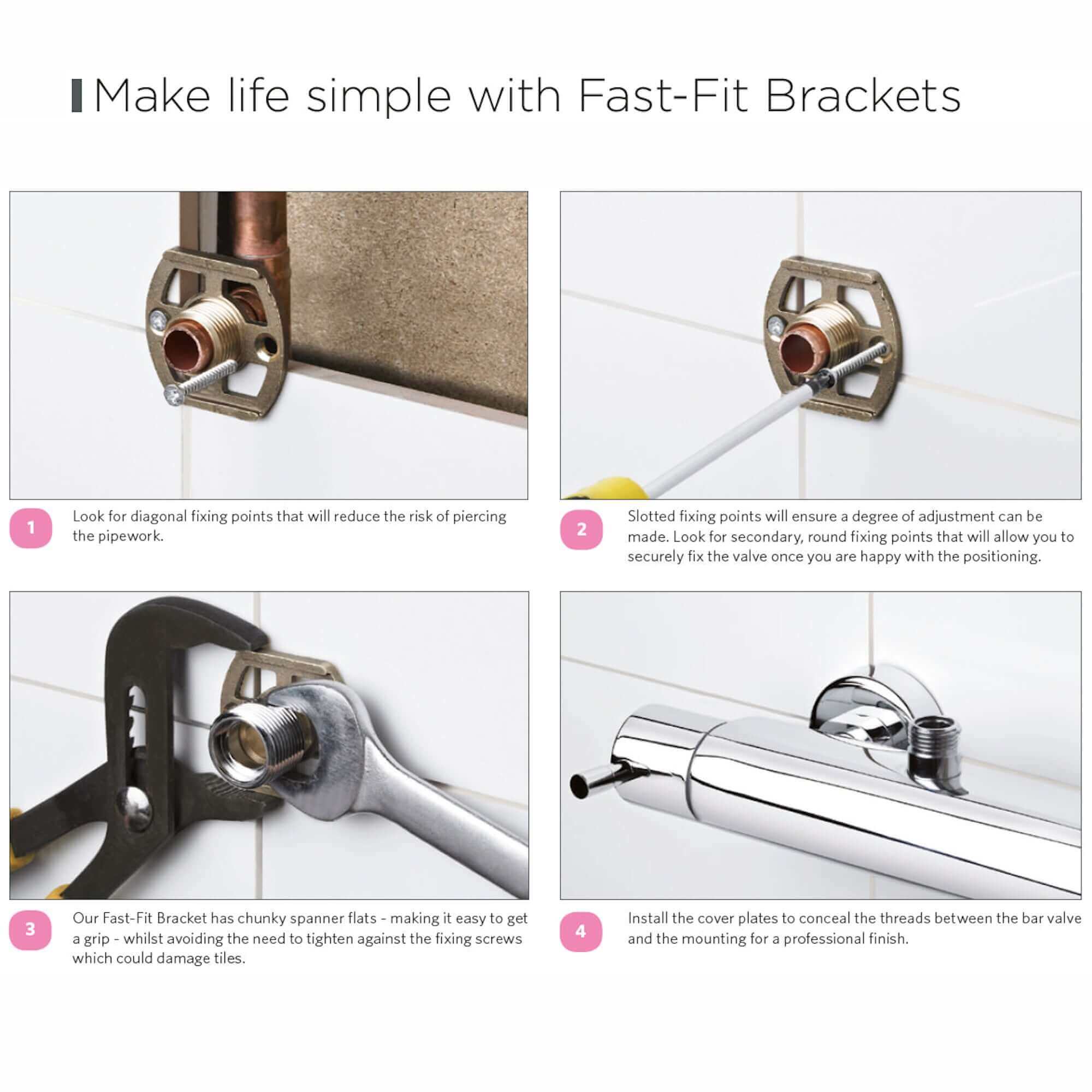 Round easy fix kit bracket for bar shower valves - antique brass - Image 3
