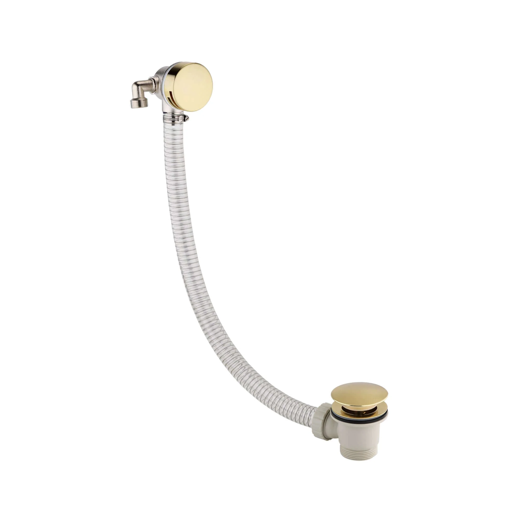 Round freeflow bath filler with overflow and clicker waste - brushed brass - Image 2