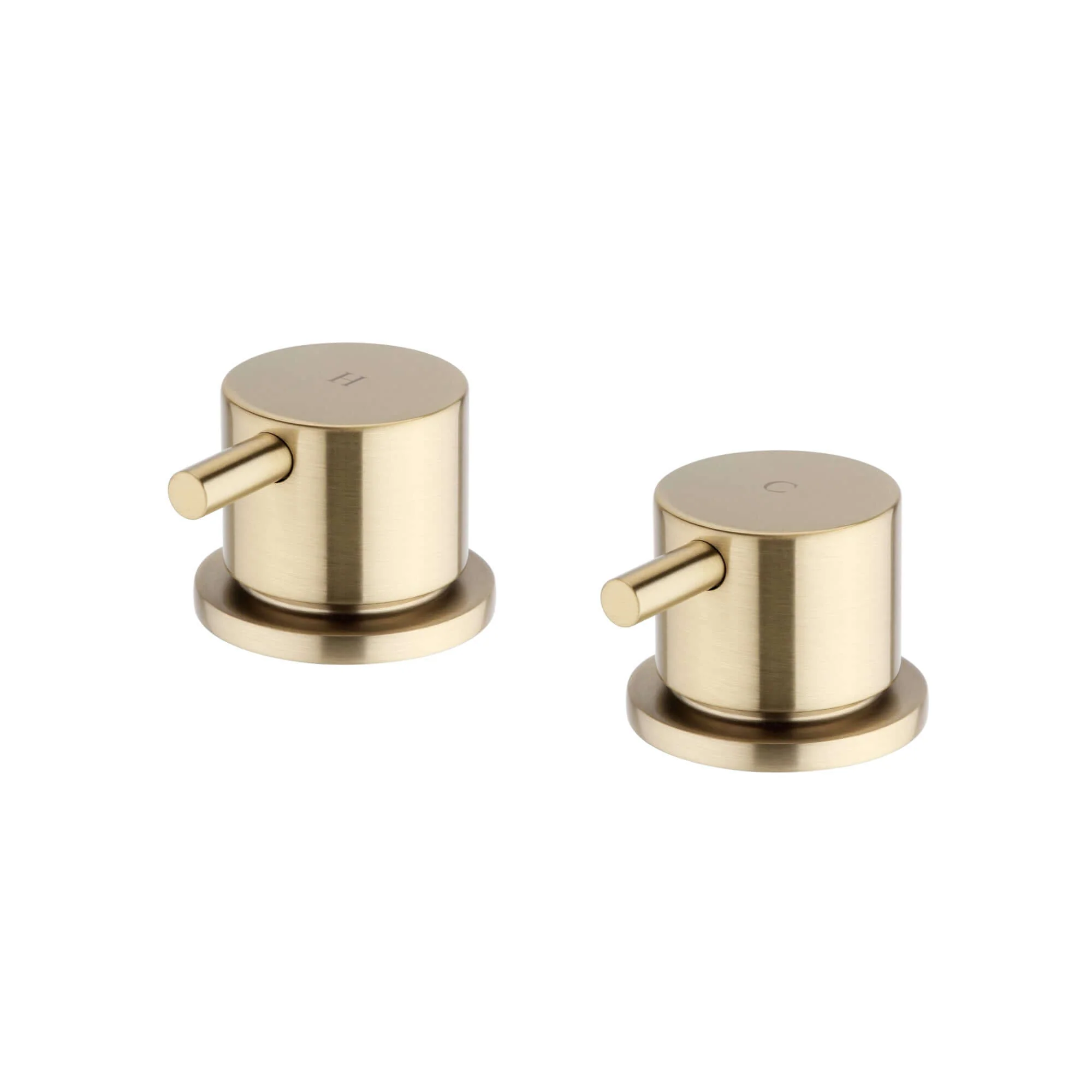 Round overflow bath filler with 3/4" deck bath side valves (pair) - brushed brass - Image 3