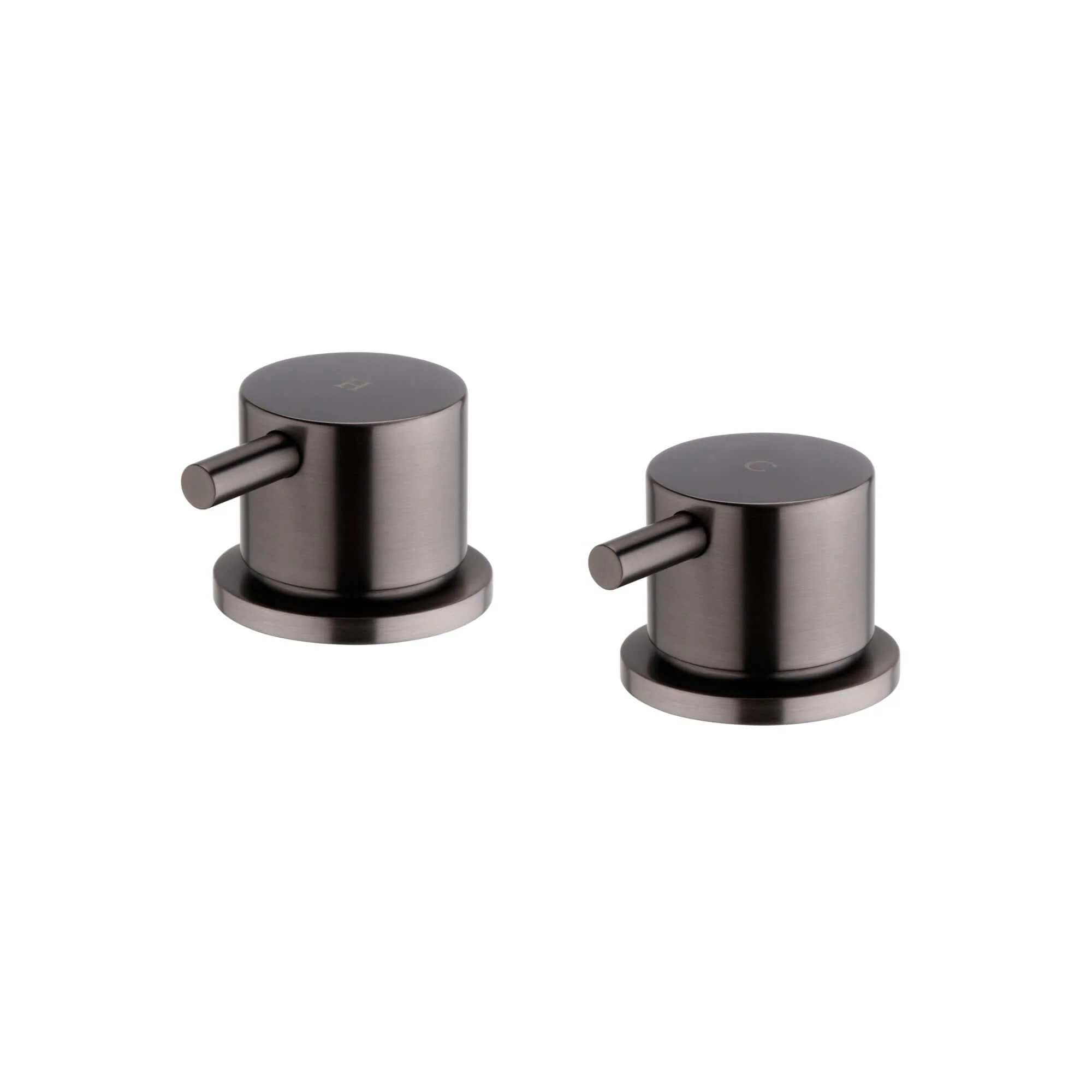 Round overflow bath filler with 3/4" deck bath side valves (pair) - gunmetal grey - Image 3