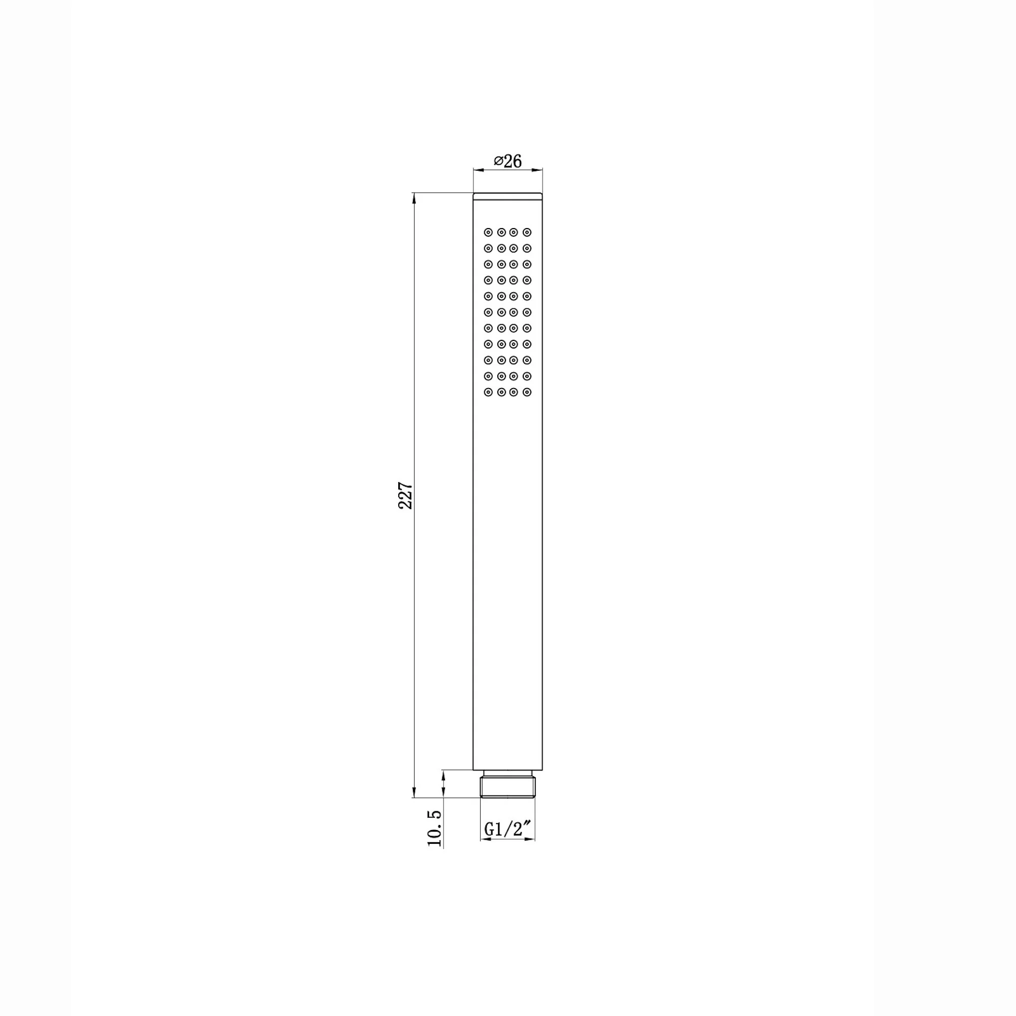 Round pencil hand shower with rubber jets - gunmetal grey - Image 2