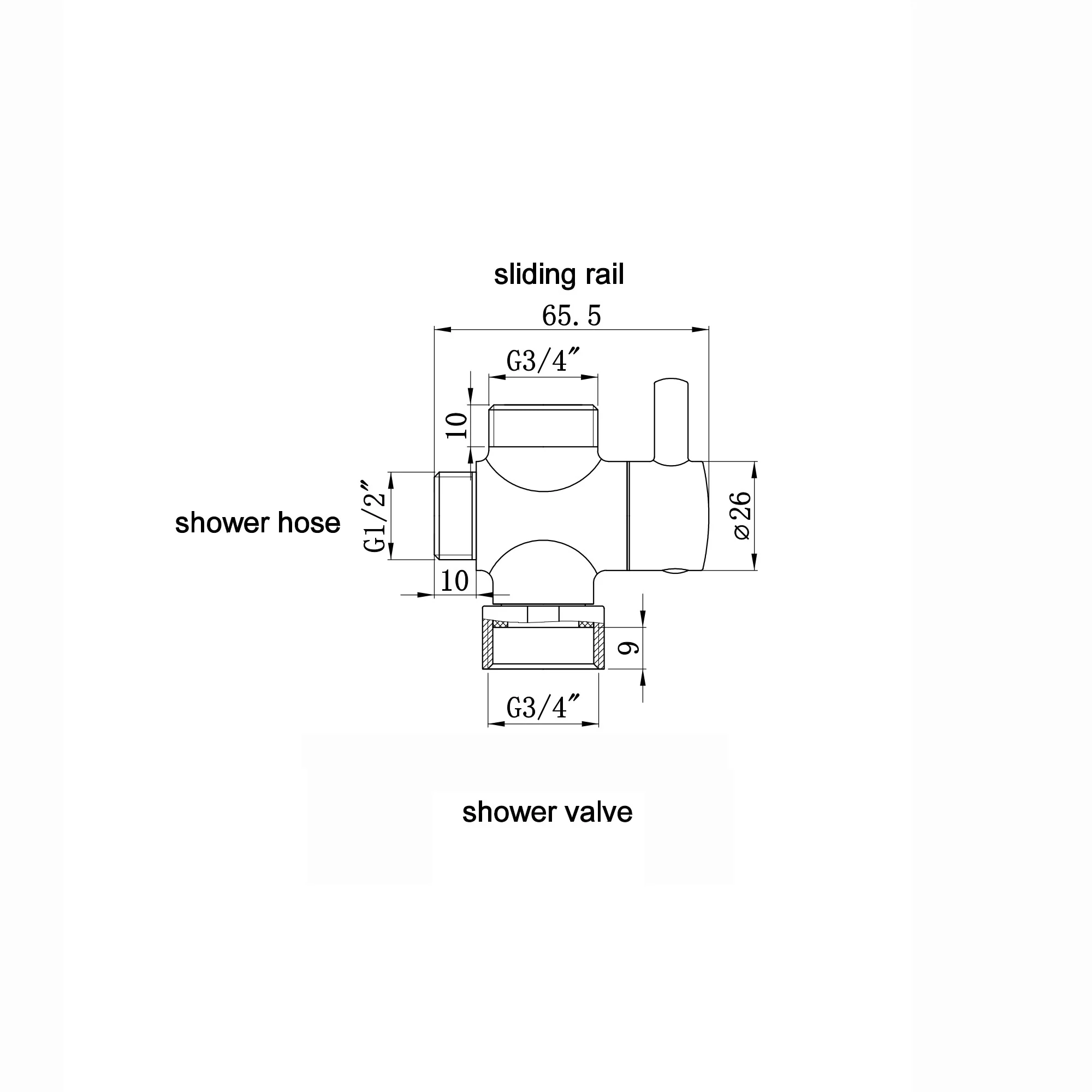 Round shower diverter valve 3/4" - chrome - Image 3