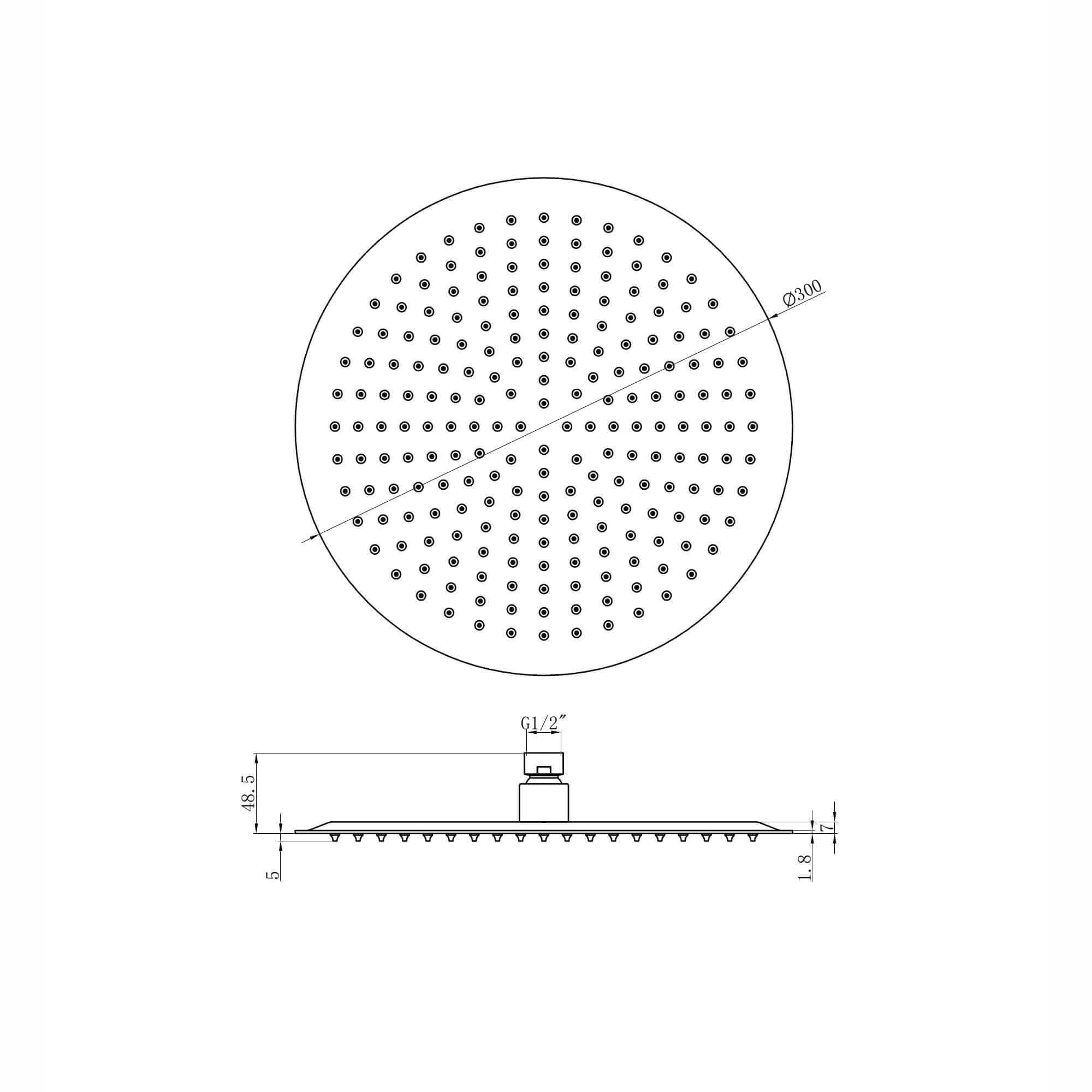 Round ultra slim shower head stainless steel 300mm - matt black - Image 4