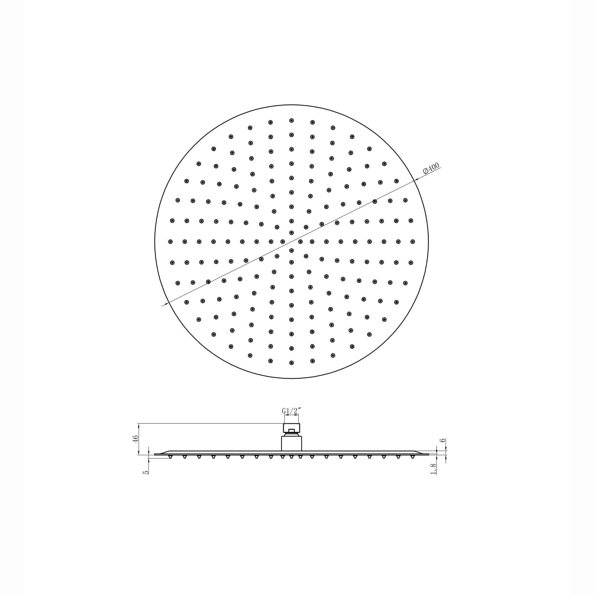 Round ultra slim shower head stainless steel 400mm - gunmetal grey - Image 3