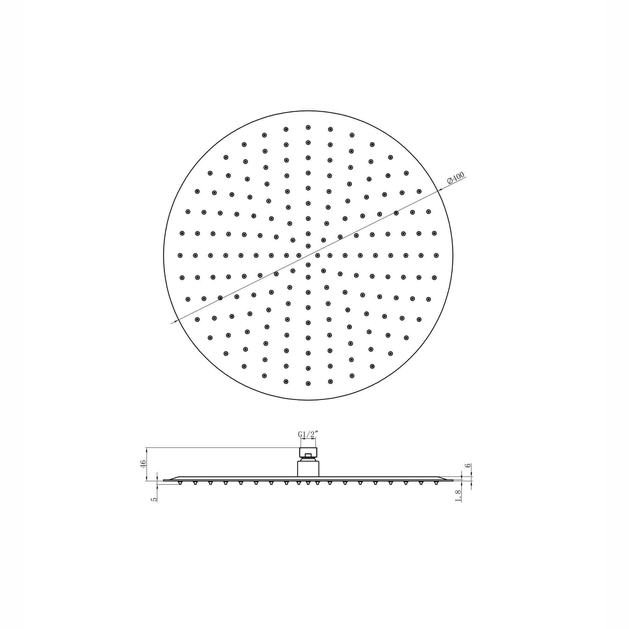 Round ultra slim shower head stainless steel 400mm - matt black - Image 4