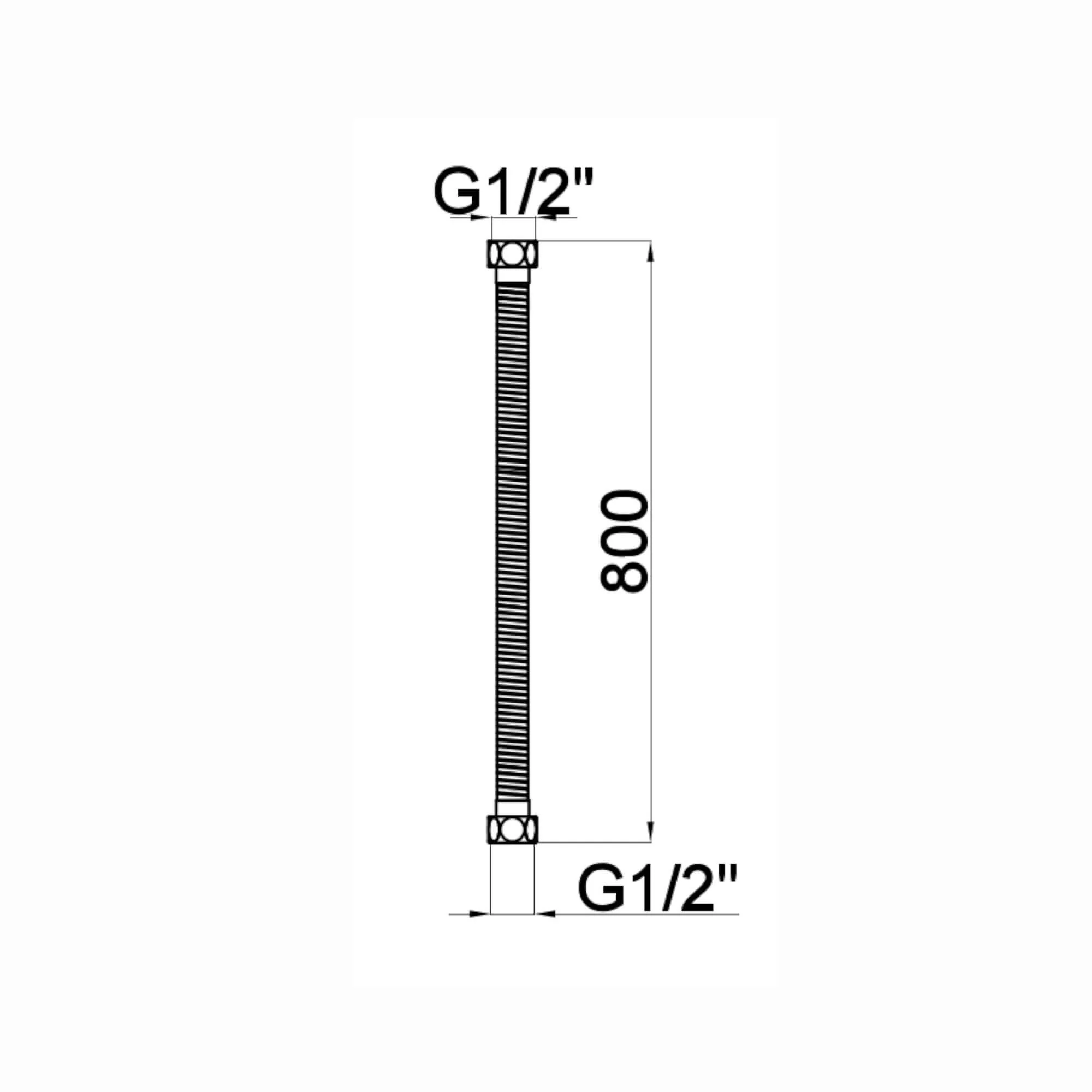 Shower hose nut to nut 800mm stainless steel for G16 - chrome - Image 3