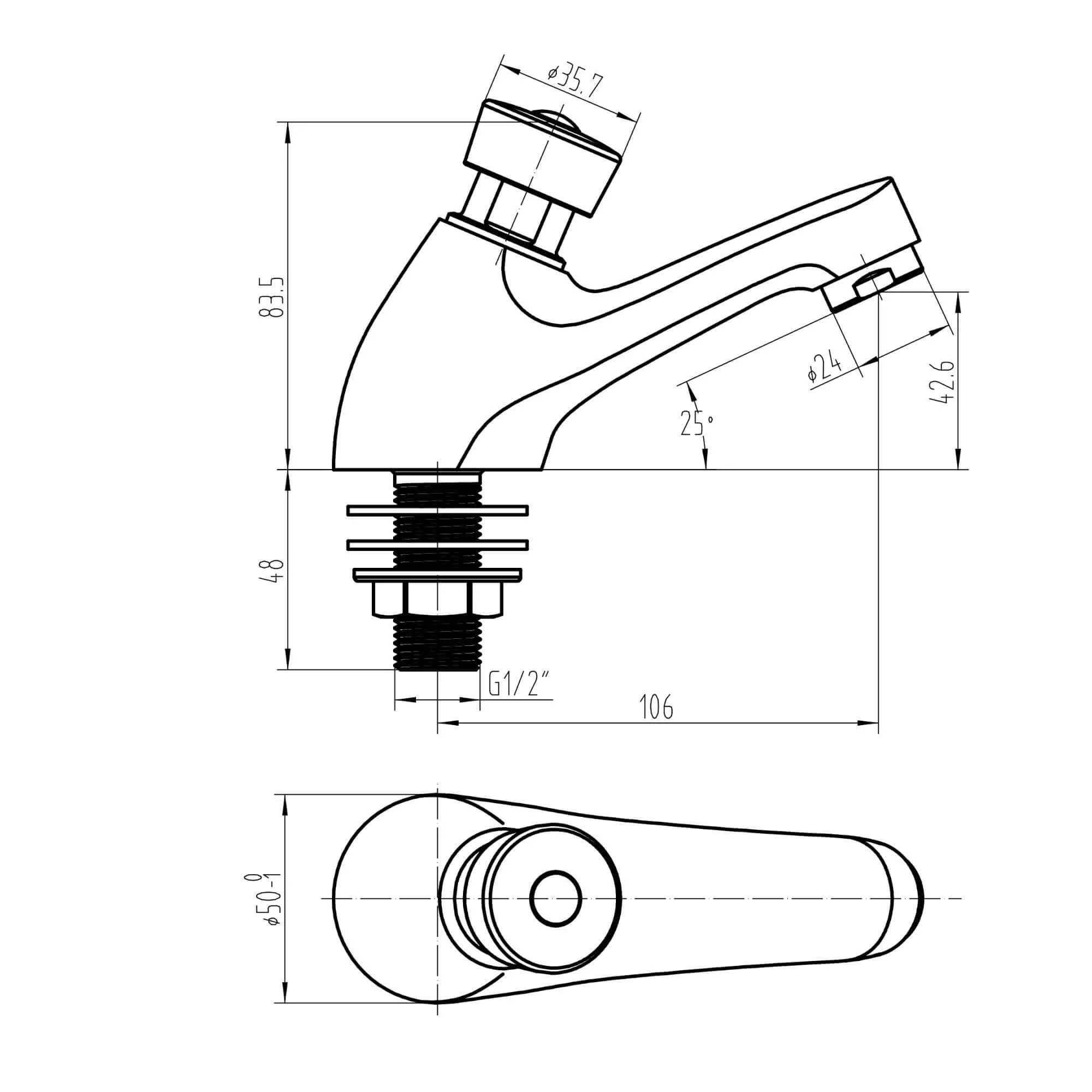 Ergo non concussive basin single pillar tap time adjustable - chrome (hot & cold indicators) - Image 6