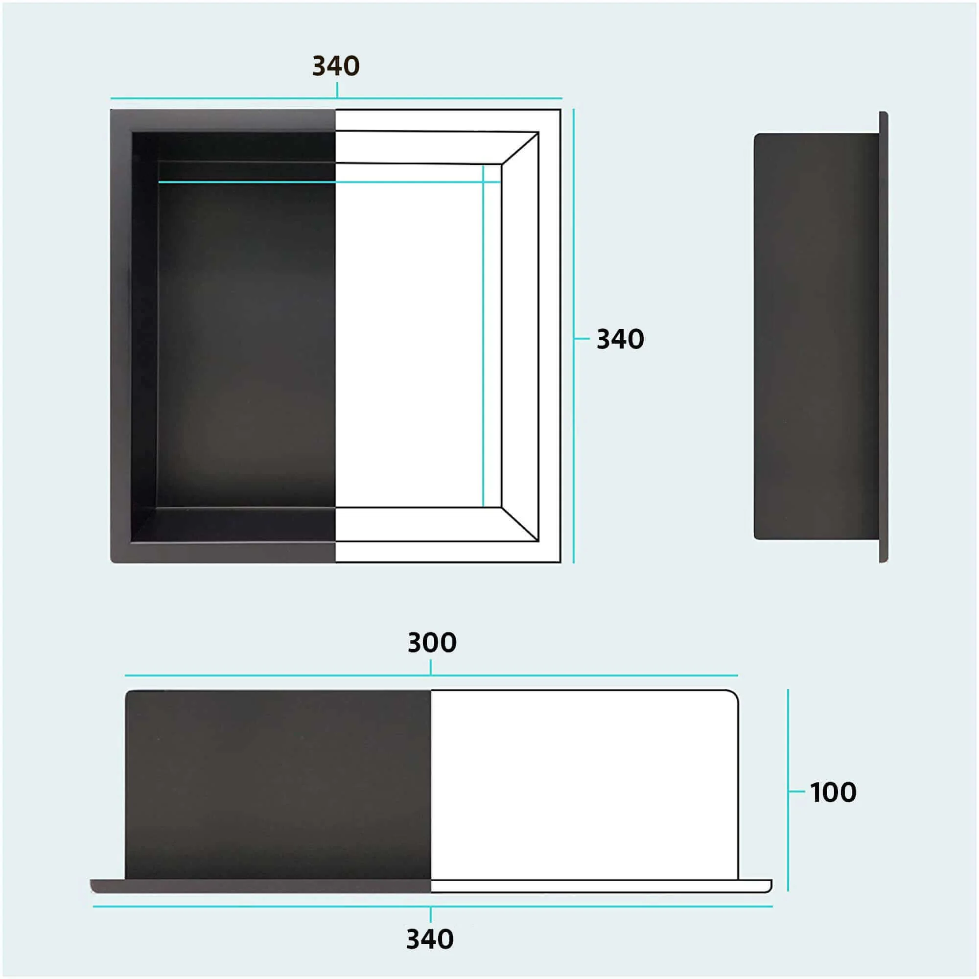 Shower Niche 300 x 300 - Gunmetal Grey - Image 5