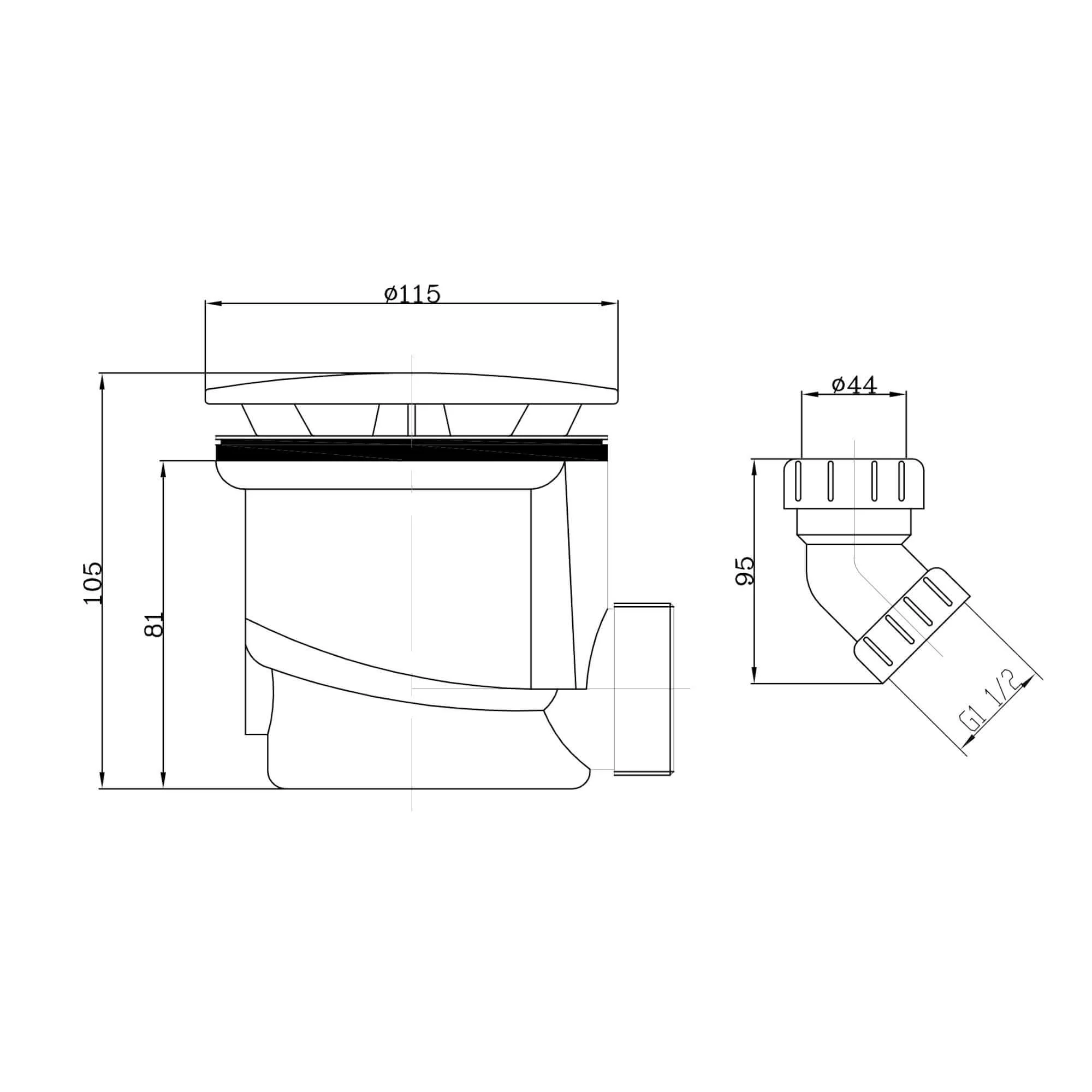 Shower tray high flow waste 90mm - antique brass - Image 4